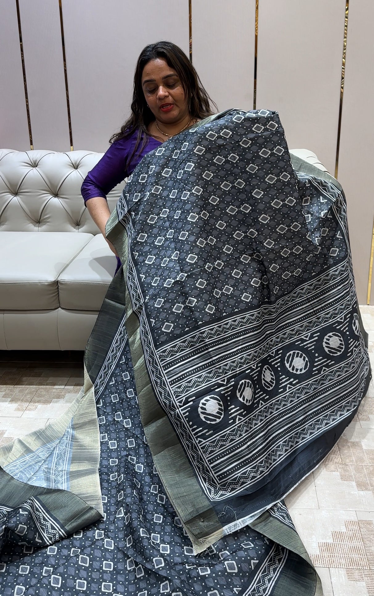 AJRAKH PRINTED SAREES - IHA 23600