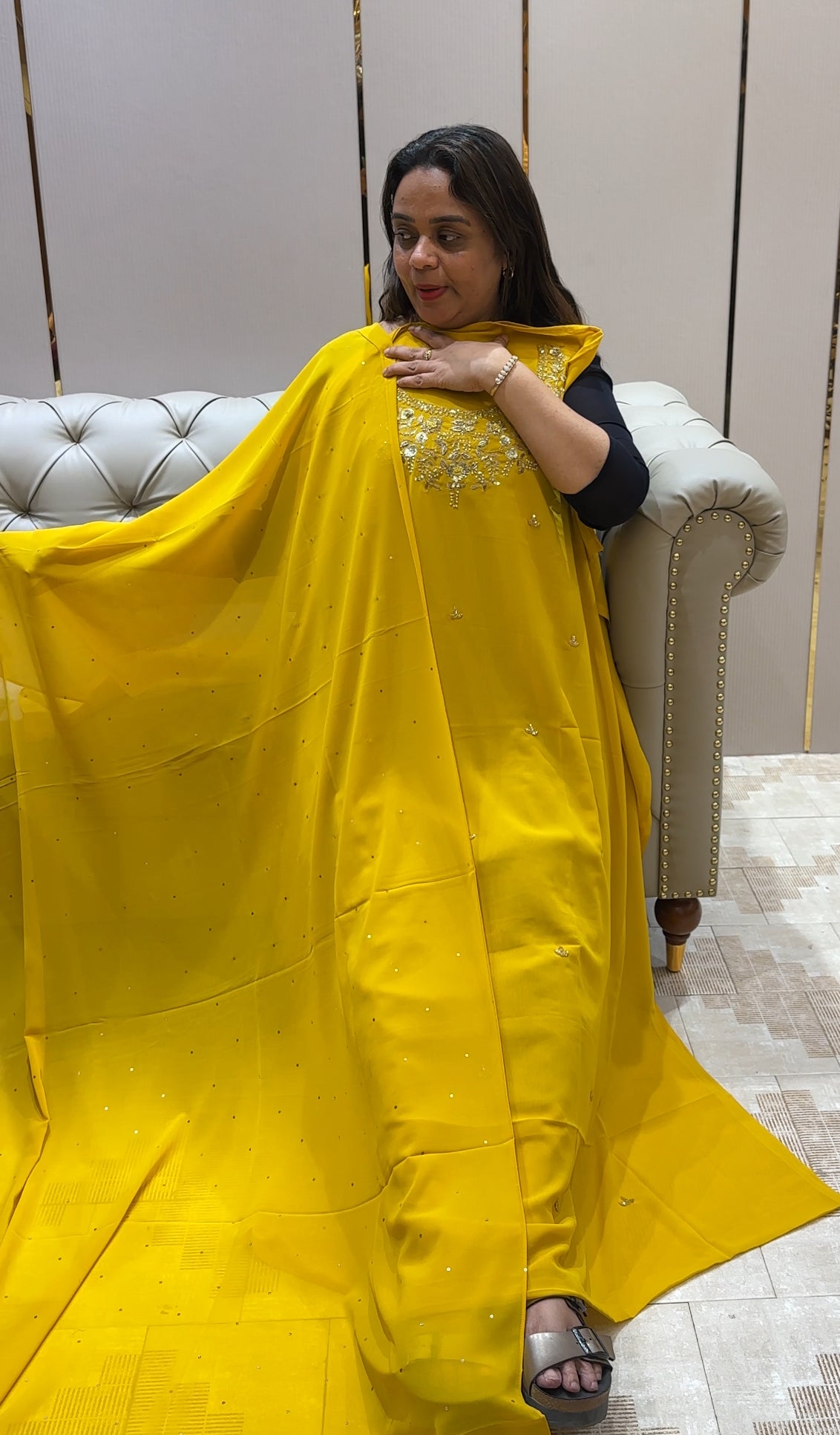 HAND WORKED UNSTITCHED SALWAR SUITS - IHA 21278