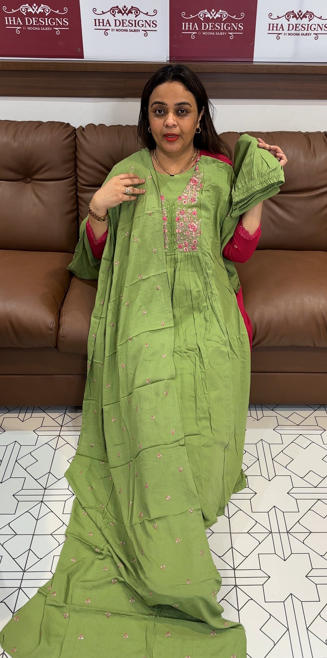 SEMI PARTY WEAR TOP,BOTTOM AND DUPATTA - IHA 22044