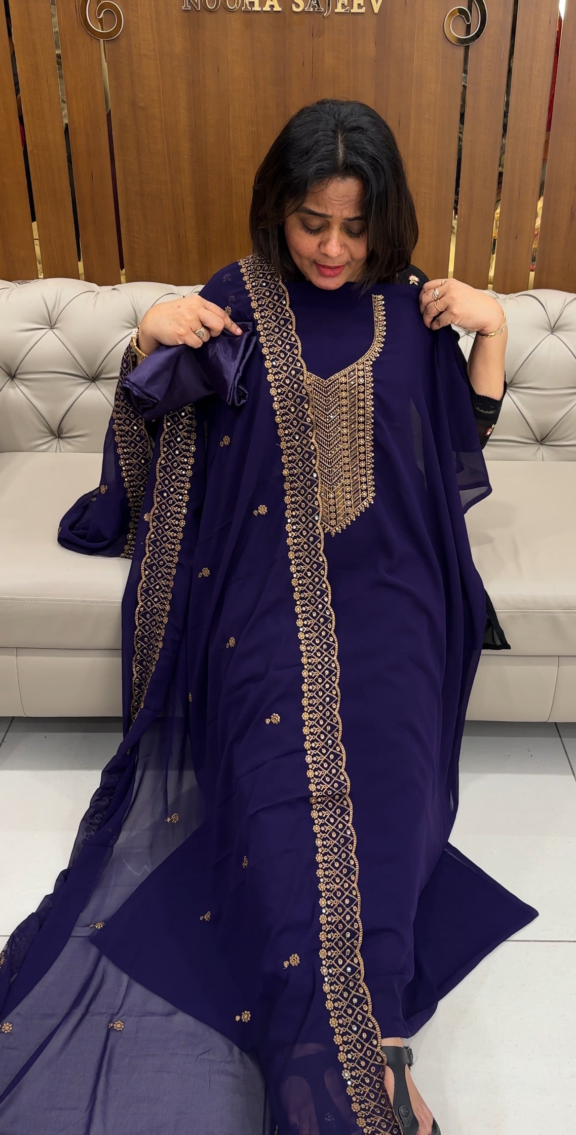 FORWARD FAUX GEORGETTE TOP,BOTTOM AND DUPATTA - IHA 26010