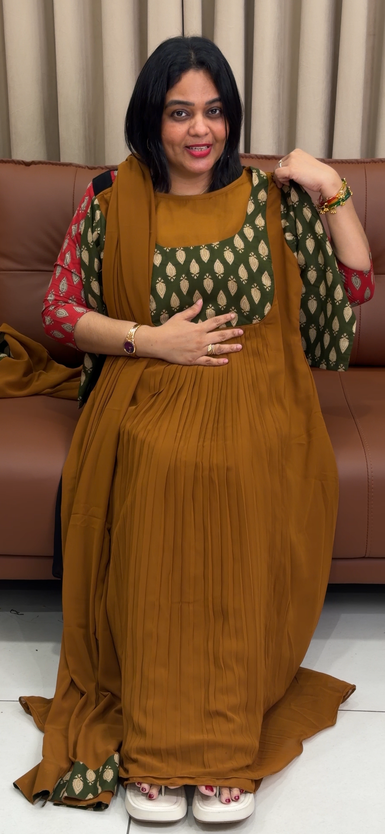 IHA'S IN-HOUSE FAUX GEORGETTE ALINE TOP AND DUPATTA - IHA 33854