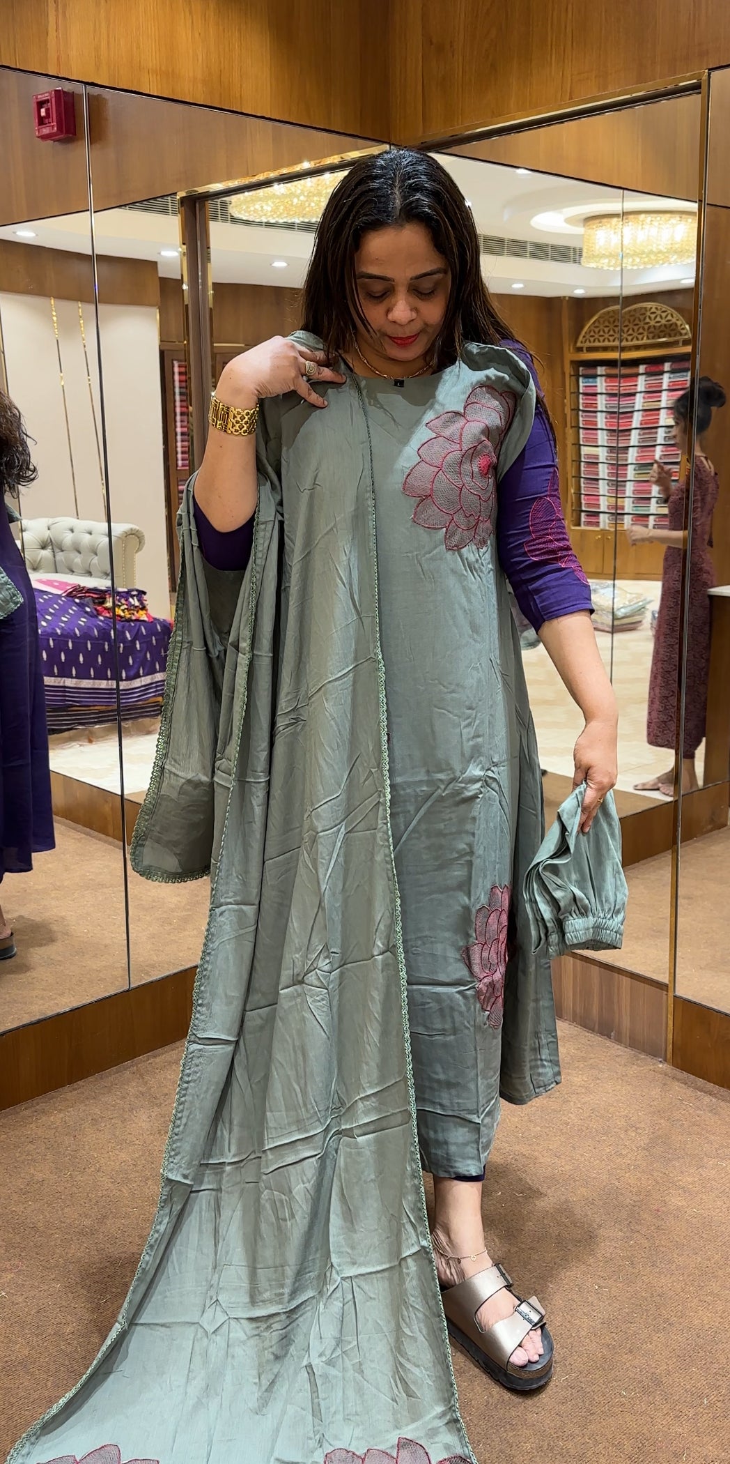 CRUSHED RAYON TOP,BOTTOM AND DUPATTA - IHA 23892