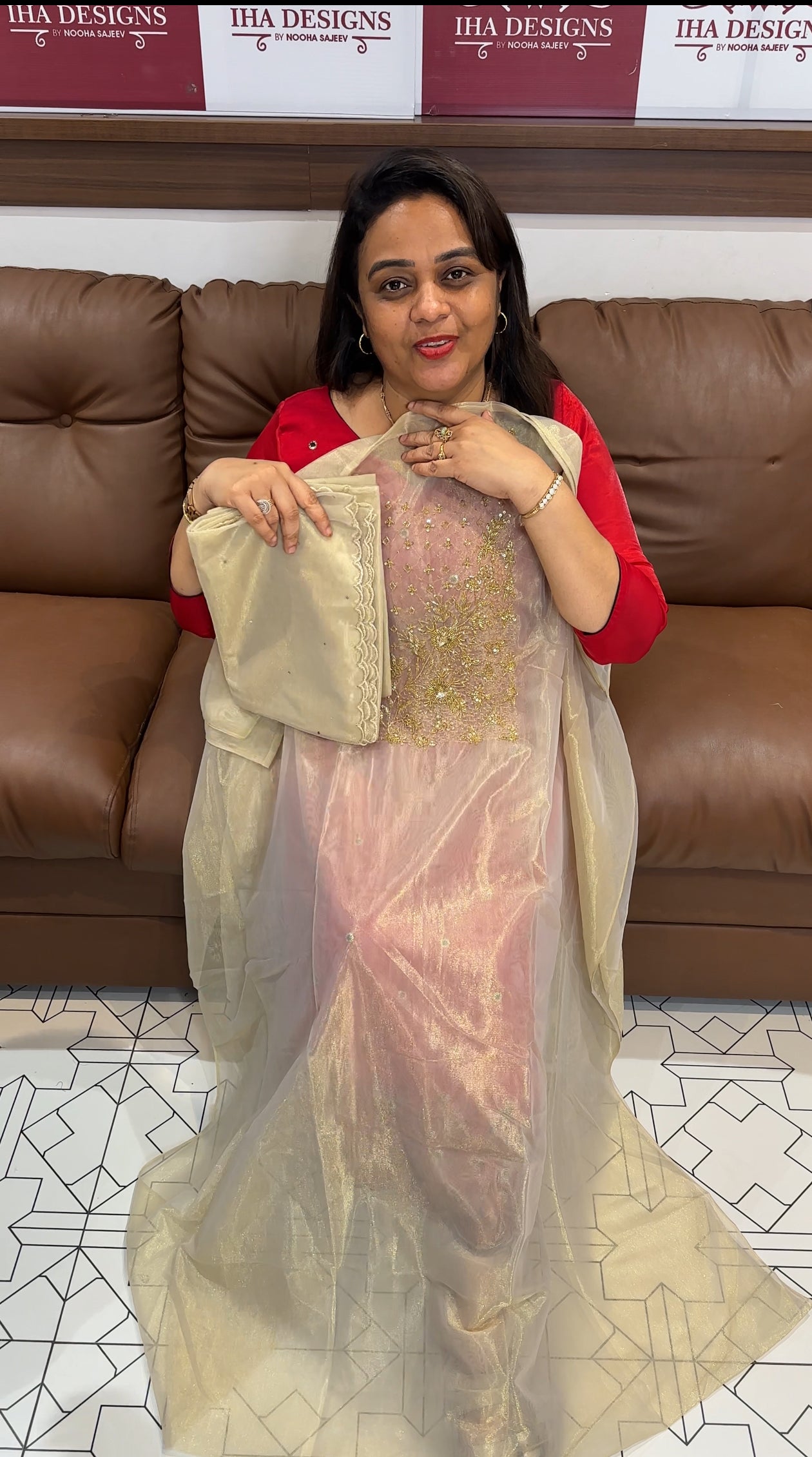 HAND WORKED UNSTITCHED SALWAR SUITS - IHA 23572