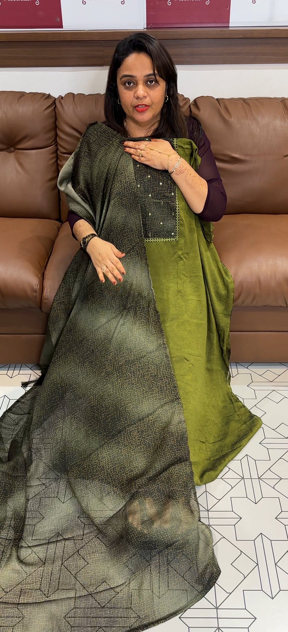 VELVET ORGANZA UNSTITCHED SALWAR SUITS - IHA 23932