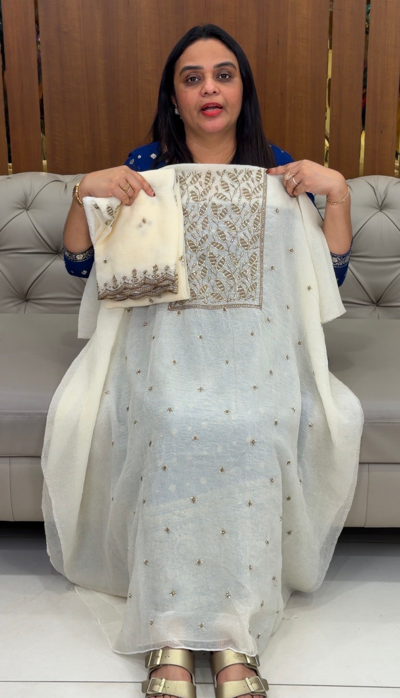 HANDWORKED UNSTITCHED SALWAR SUITS - IHA 32791