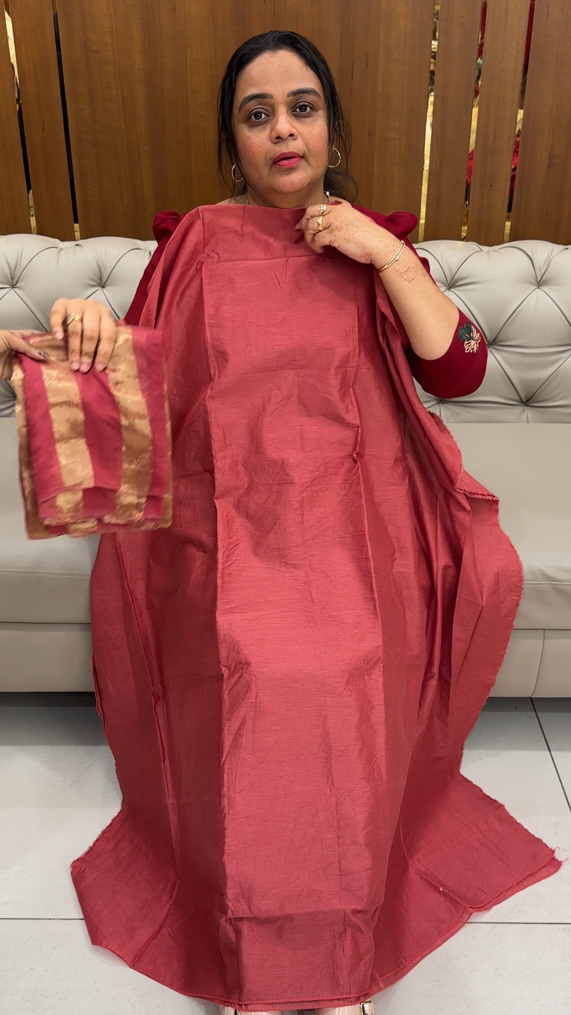 SEMI MUL CHANDERI UNSTITCHED SALWAR SUITS - IHA 27638
