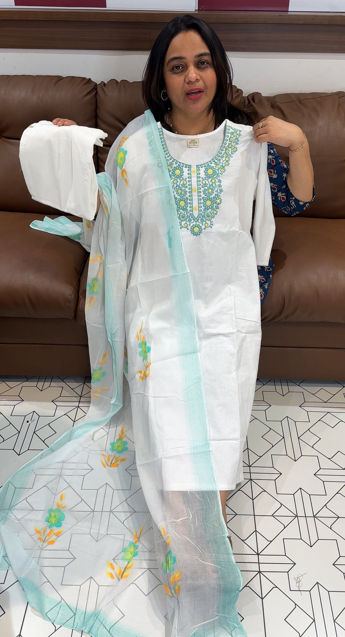 COTTON LONG TOP, BOTTOM AND DUPATTA - IHA 27281