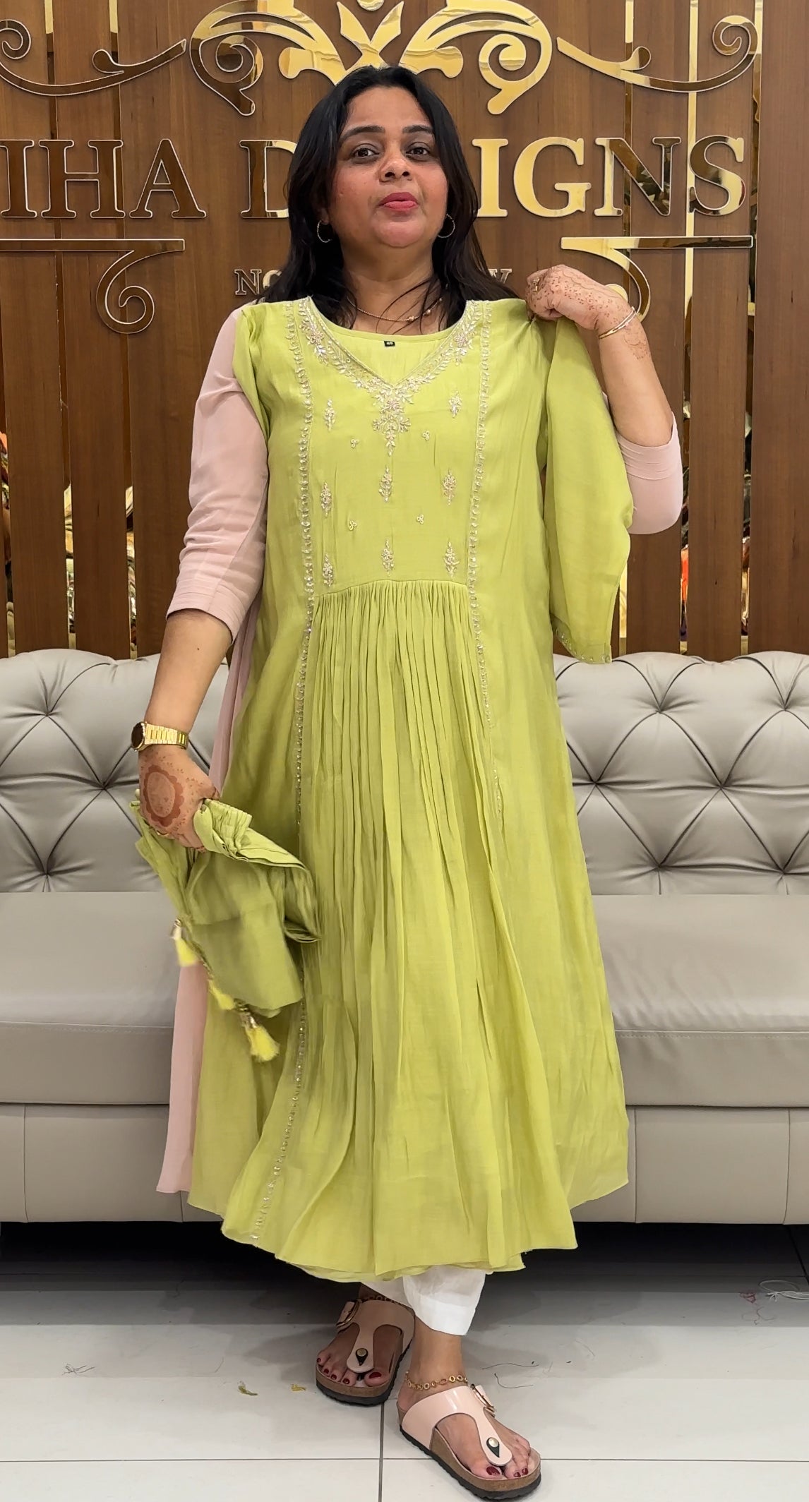 MUL CHANDERI TOP, BOTTOM AND DUPATTA - IHA 27495