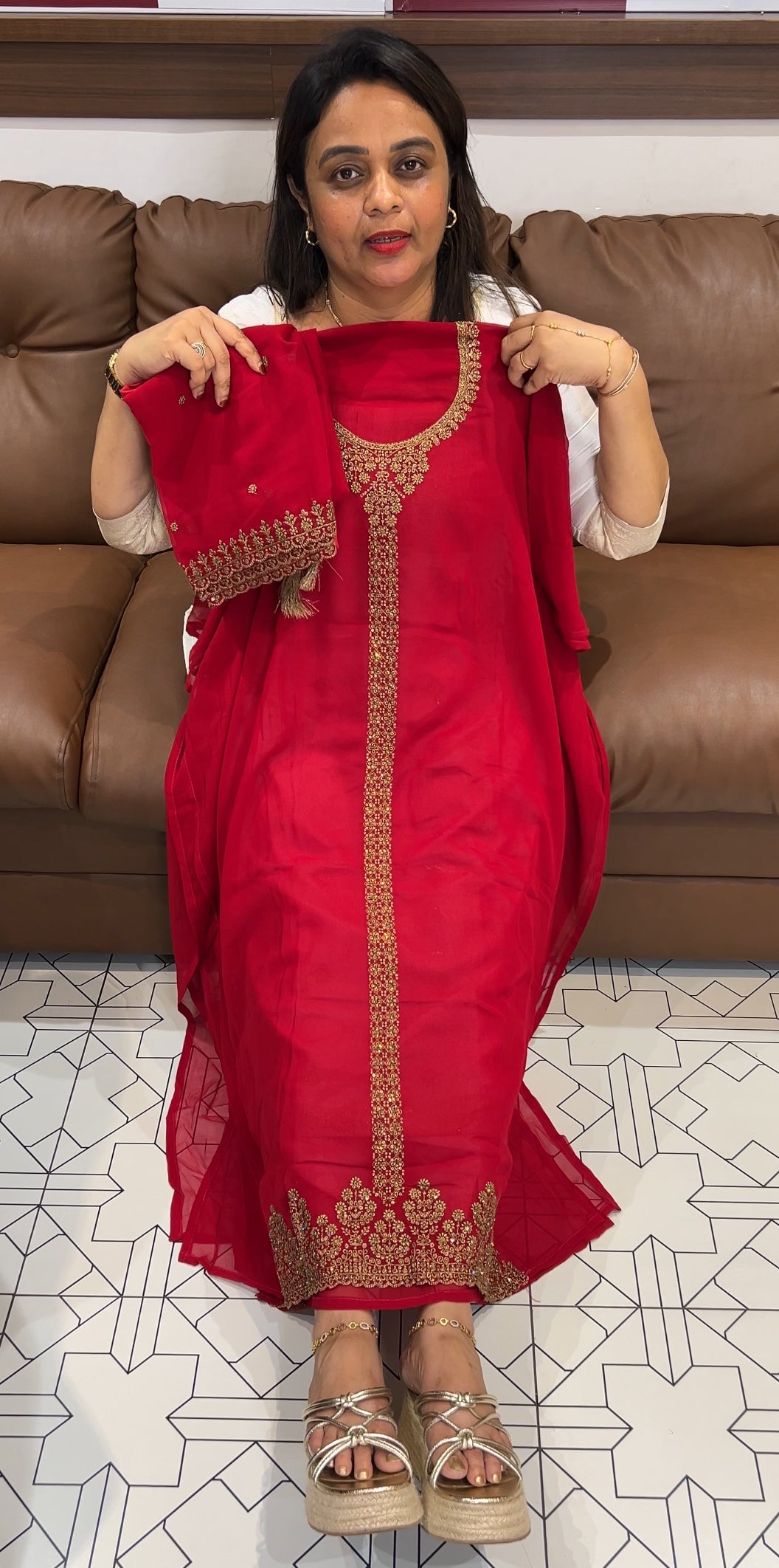 FAUX GEORGETTE UNSTITCHED SALWAR SUITS - IHA 24277