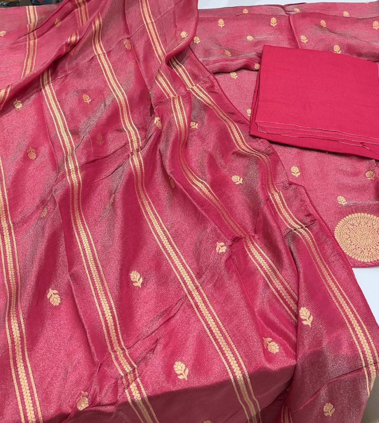 BANARASI TISSUE UNSTITCHED SALWAR SUITS - IHA 24096