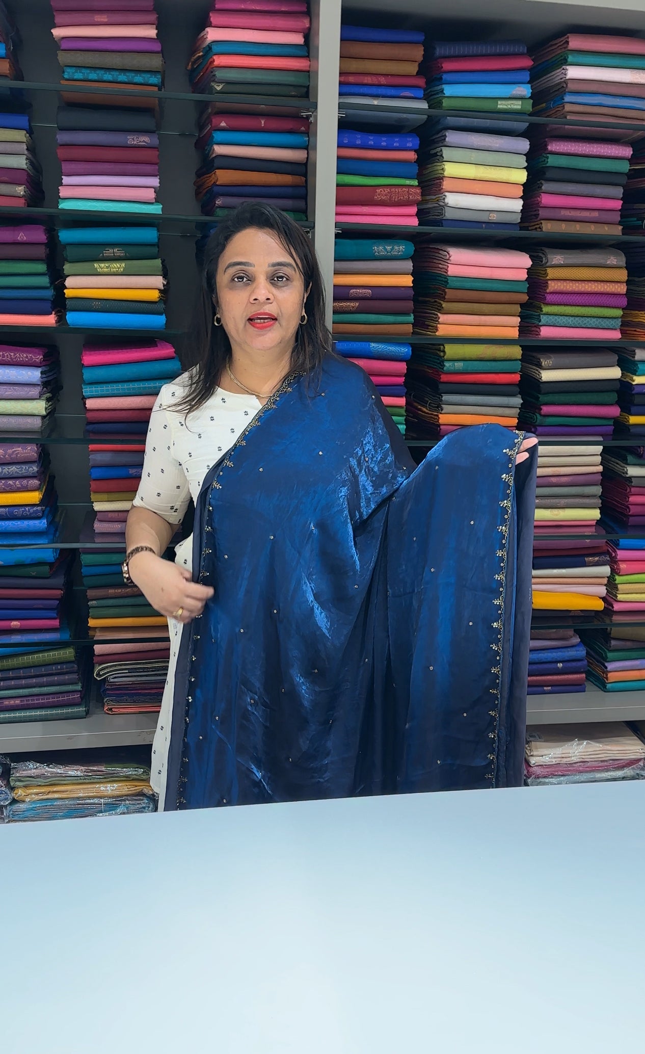 VELVET ORGANZA SAREES - IHA 25466