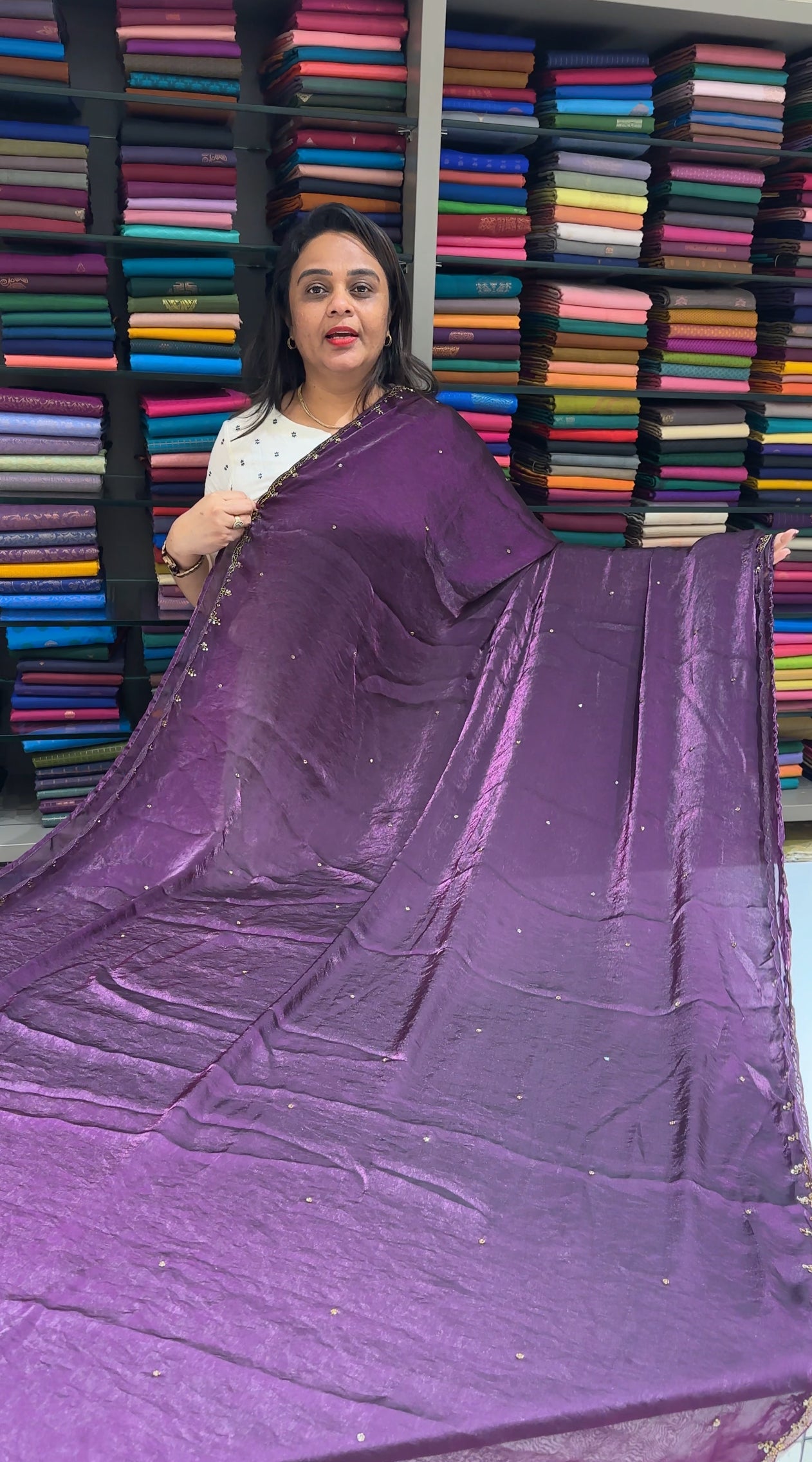 VELVET ORGANZA SAREES - IHA 25466