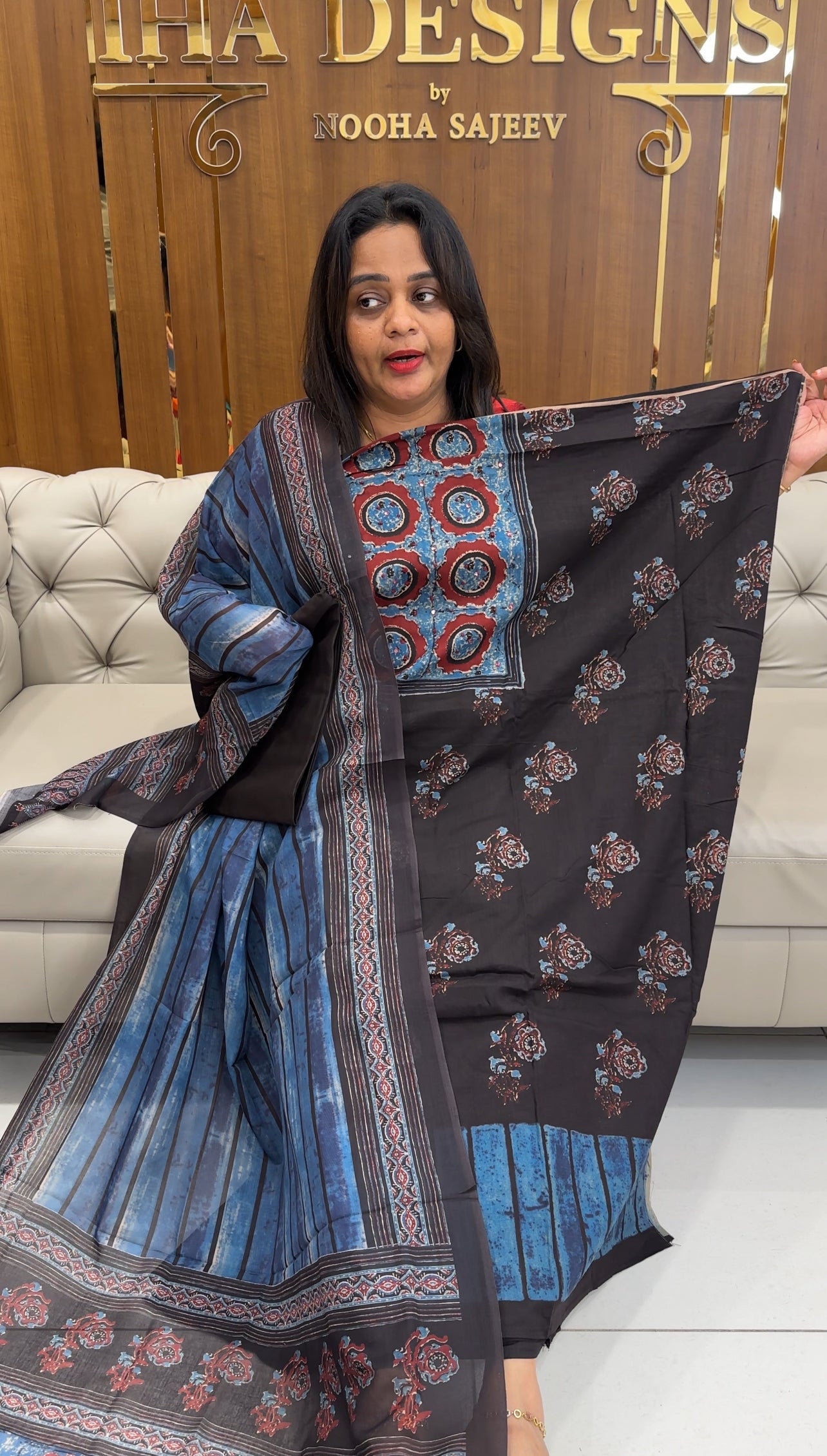 COTTON AJRAKH PRINTED SALWAR SUITS - IHA 25219