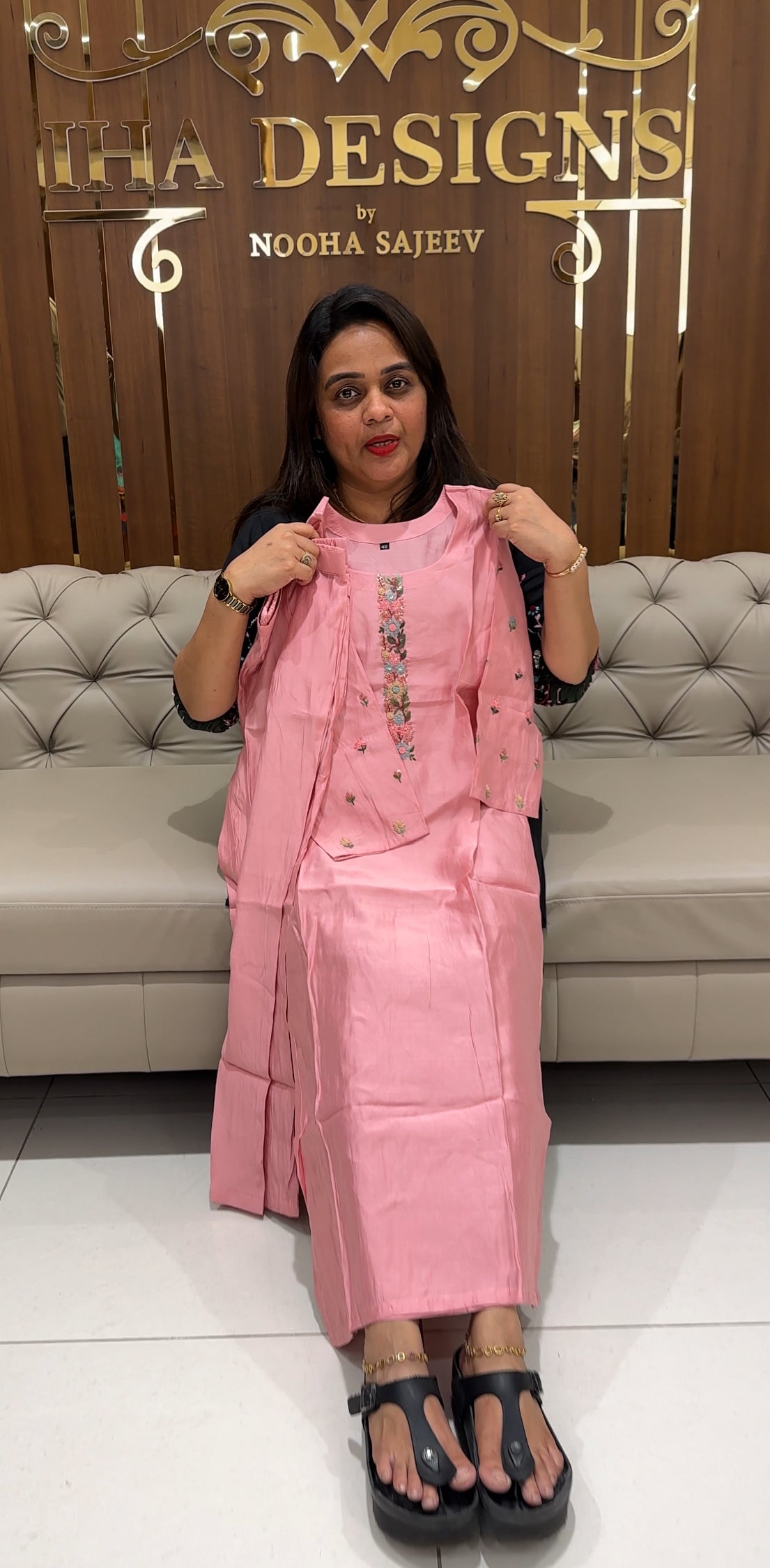 HAND WORKED MODAL CHANDERI TOP AND BOTTOM - IHA 24153