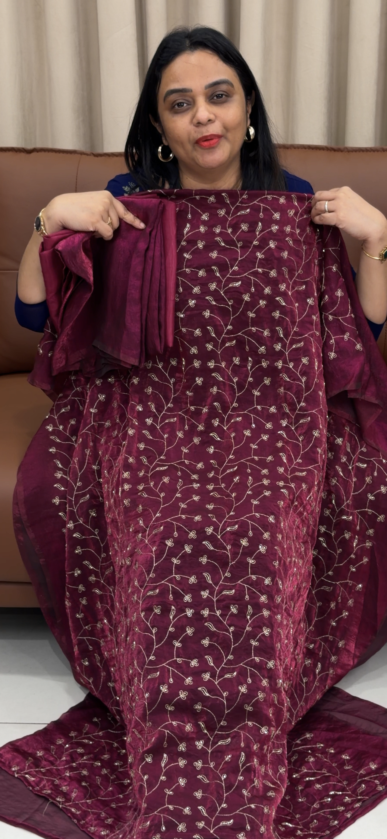 VELVET ORGANZA UNSTITCHED SALWAR SUITS - IHA 33482