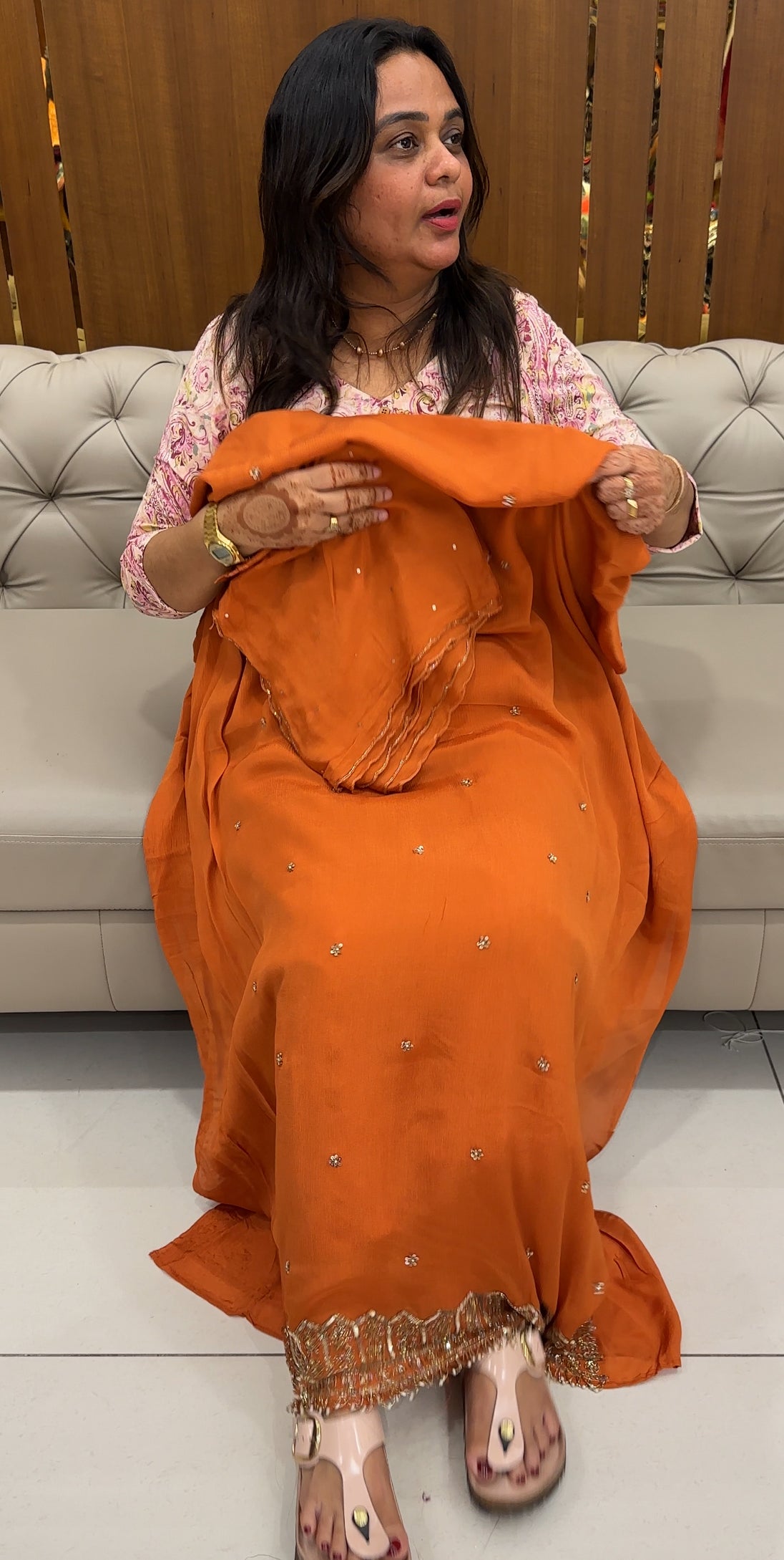 HAND WORKED UNSTITCHED SALWAR SUITS - IHA 27583