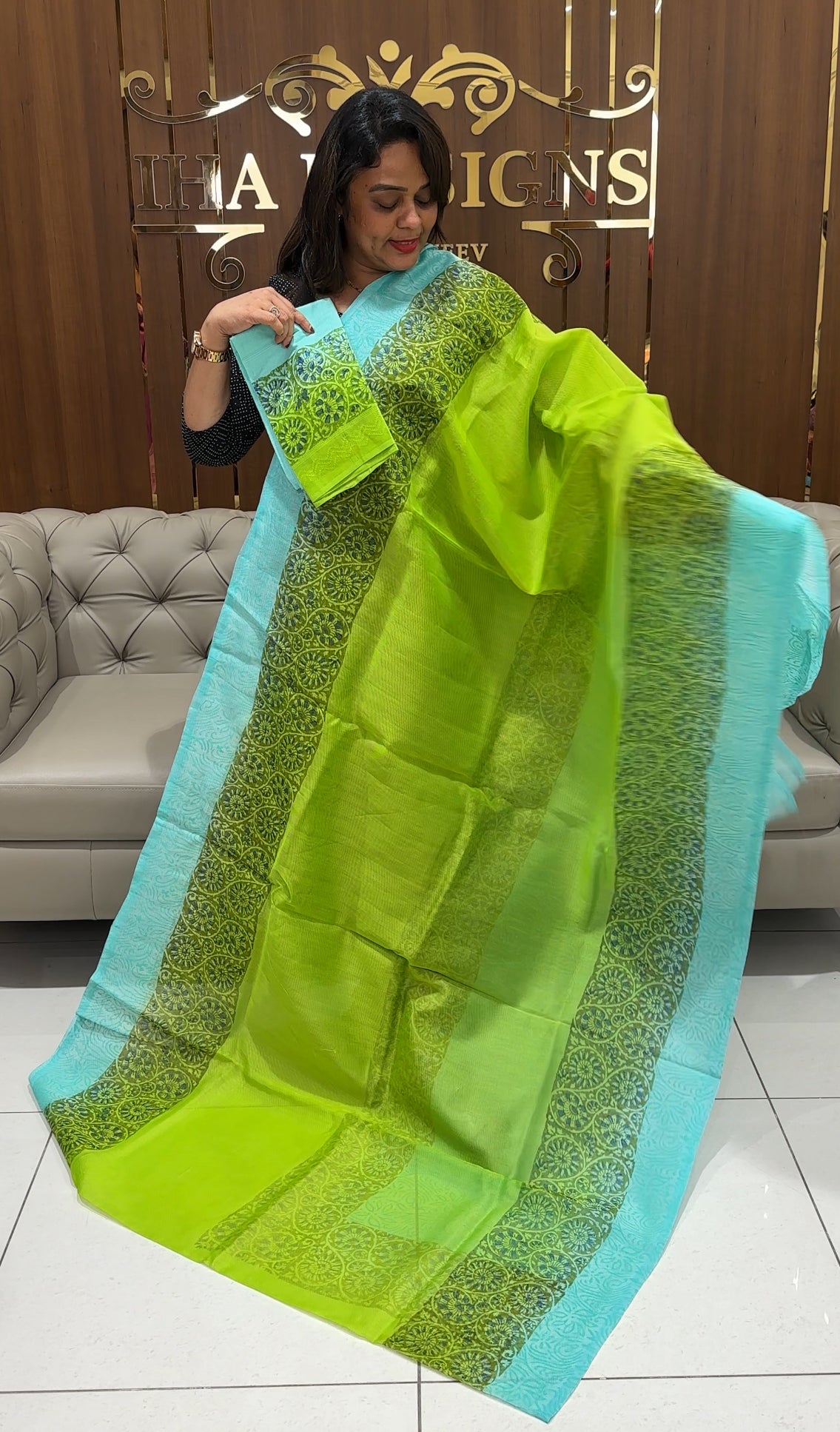 NET KOTA SAREES - IHA 24197
