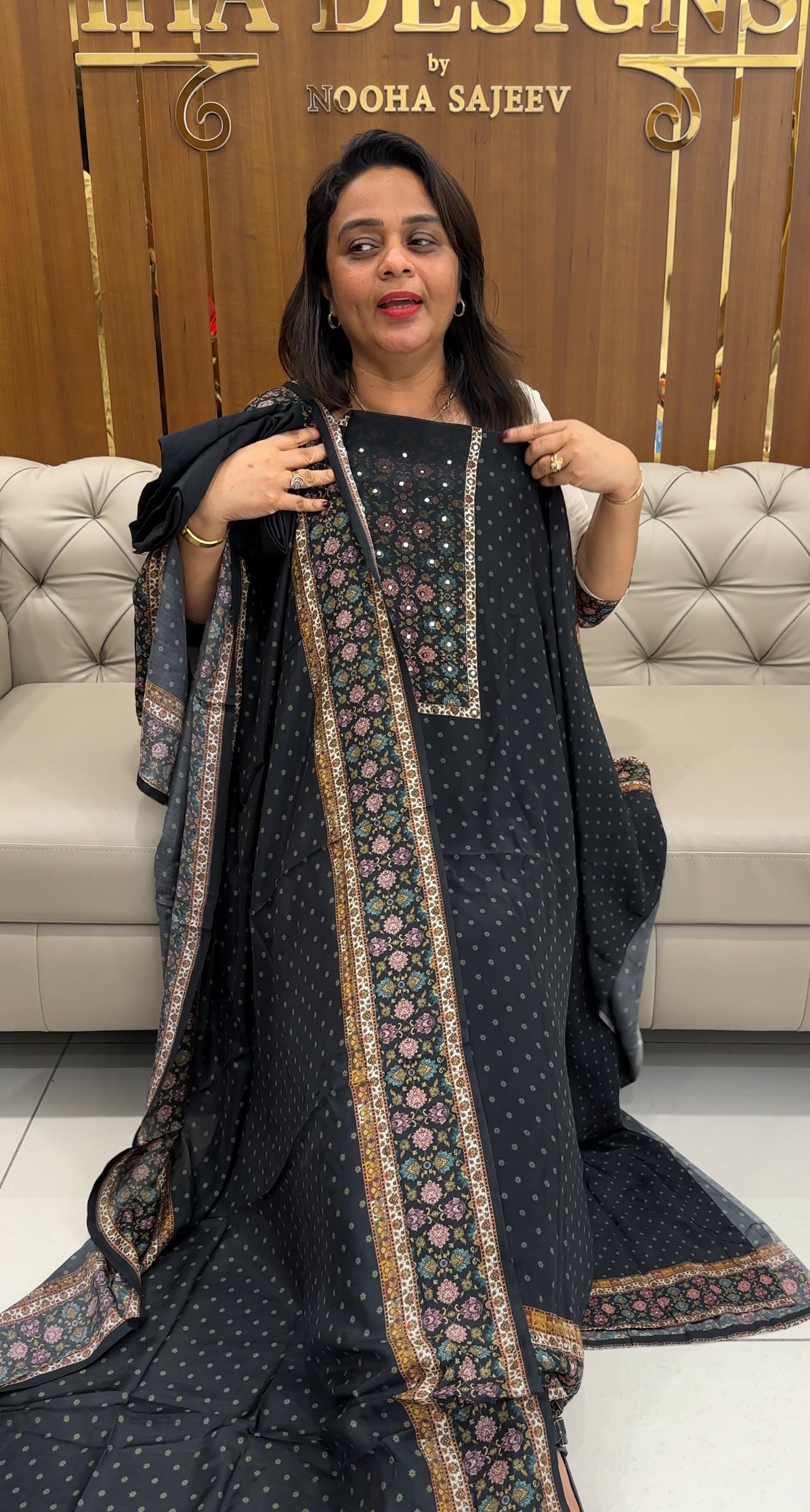 PRINTED CRAPE SILK UNSTITCHED SALWAR SUITS - IHA 25547