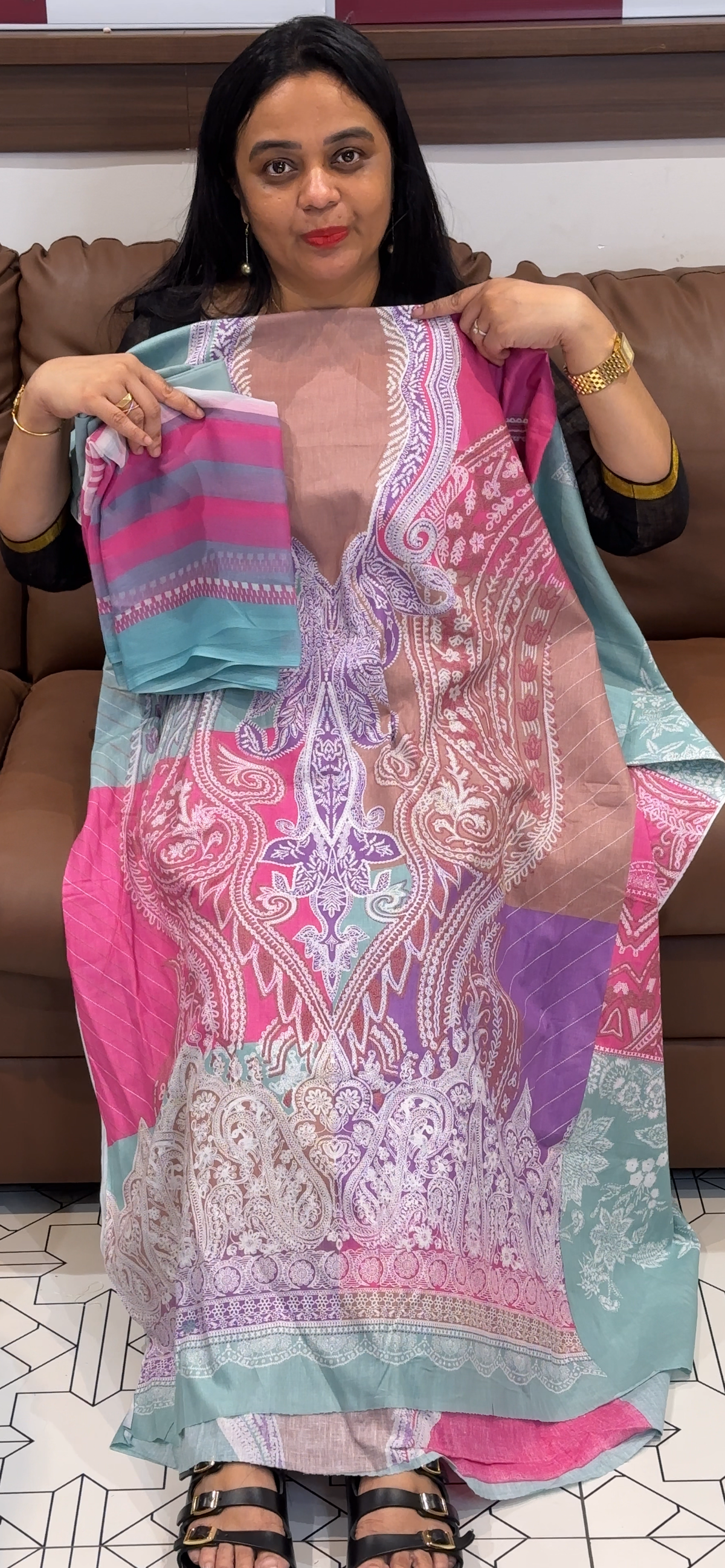 PRINTED COTTON UNSTITCHED SALWAR SUITS - IHA 35483