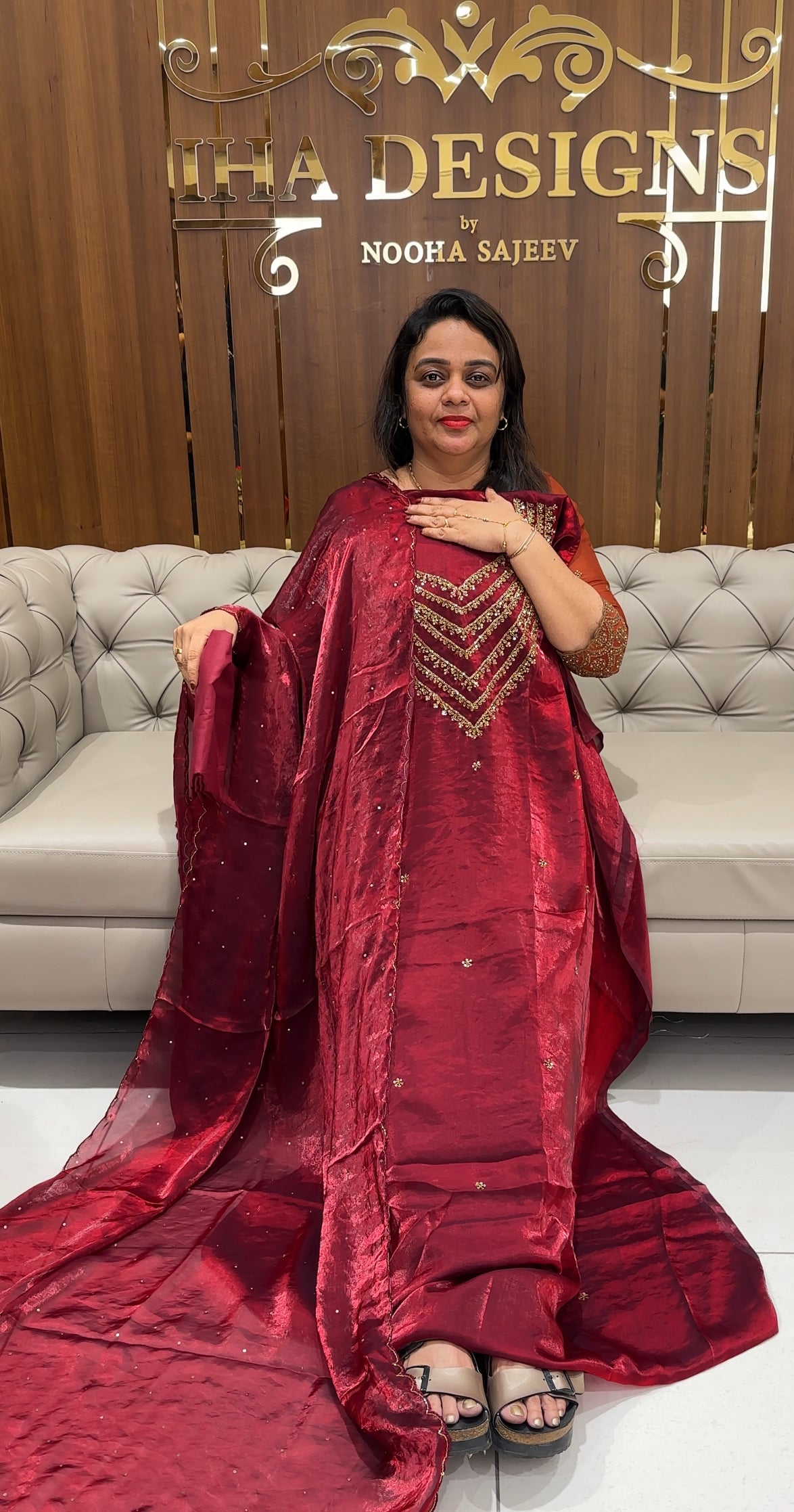 HAND WORKED ORGANZA UNSTITCHED SALWAR SUITS - IHA 24107