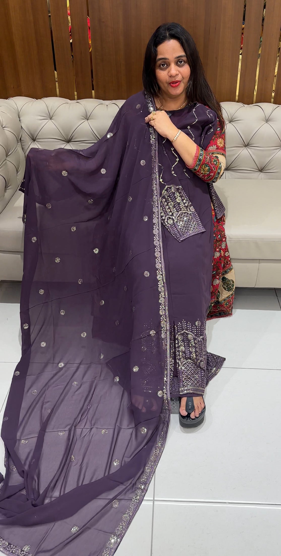 DESIGNER A-LINE TOP AND DUPATTA - IHA 23330