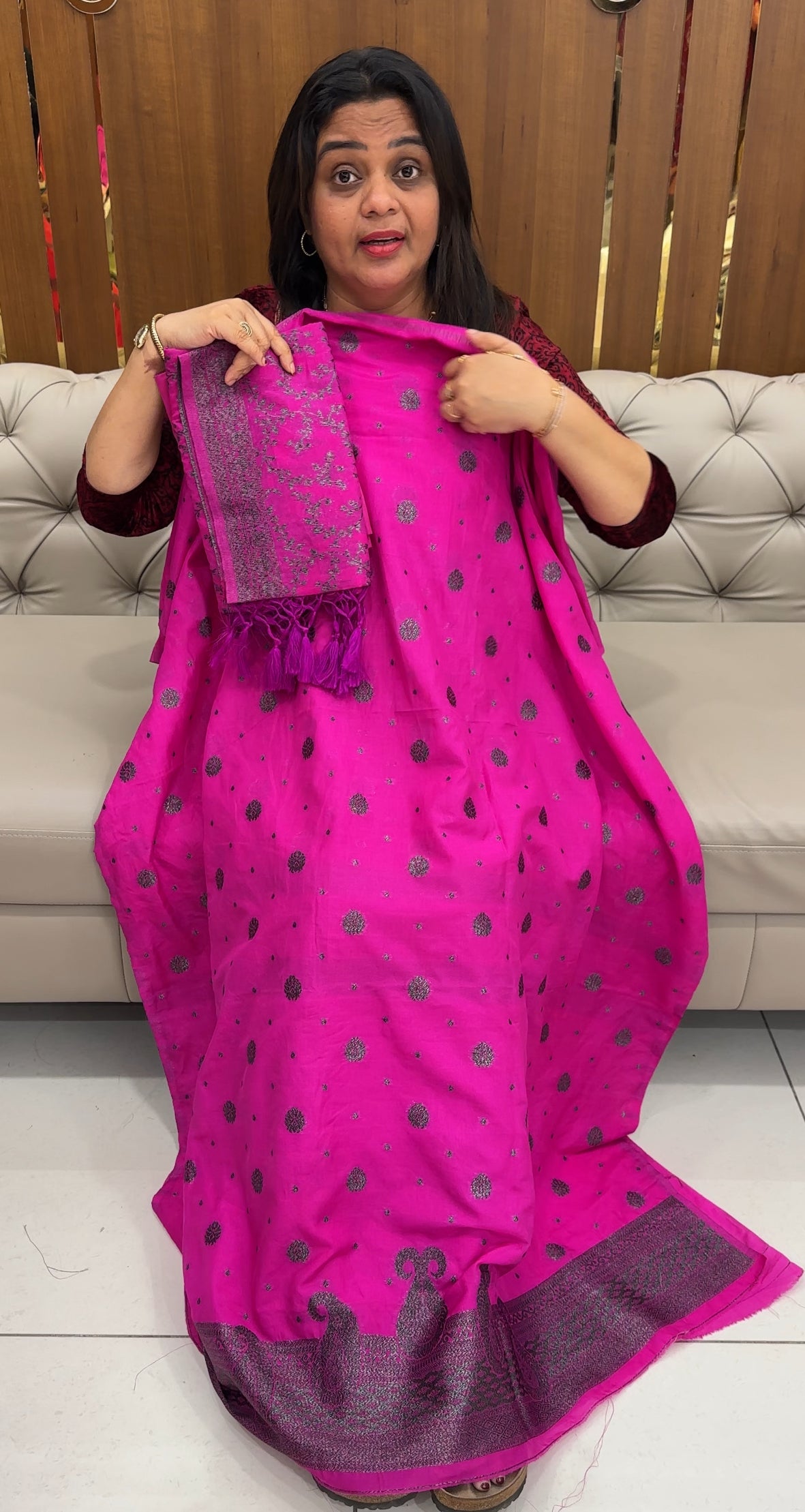 SEMI BANARASI UNSTITCHED SALWAR SUITS - IHA 26393