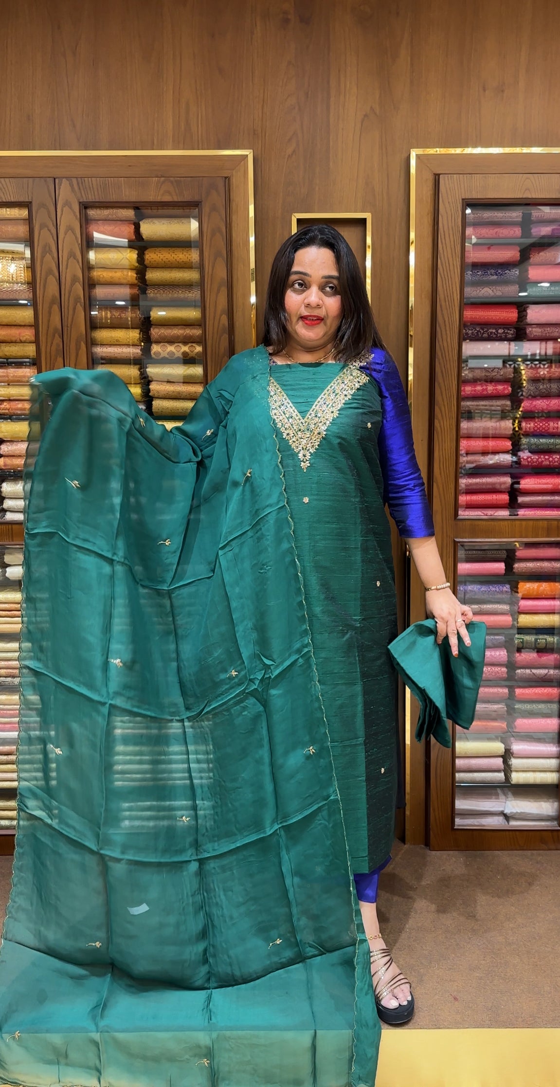 RAW SILK UNSTITCHED SALWAR SUITS - IHA 24102
