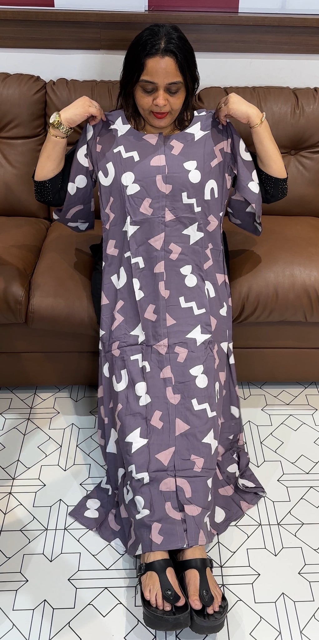 VISCOSE RAYON ALINE FROCK - IHA 23074