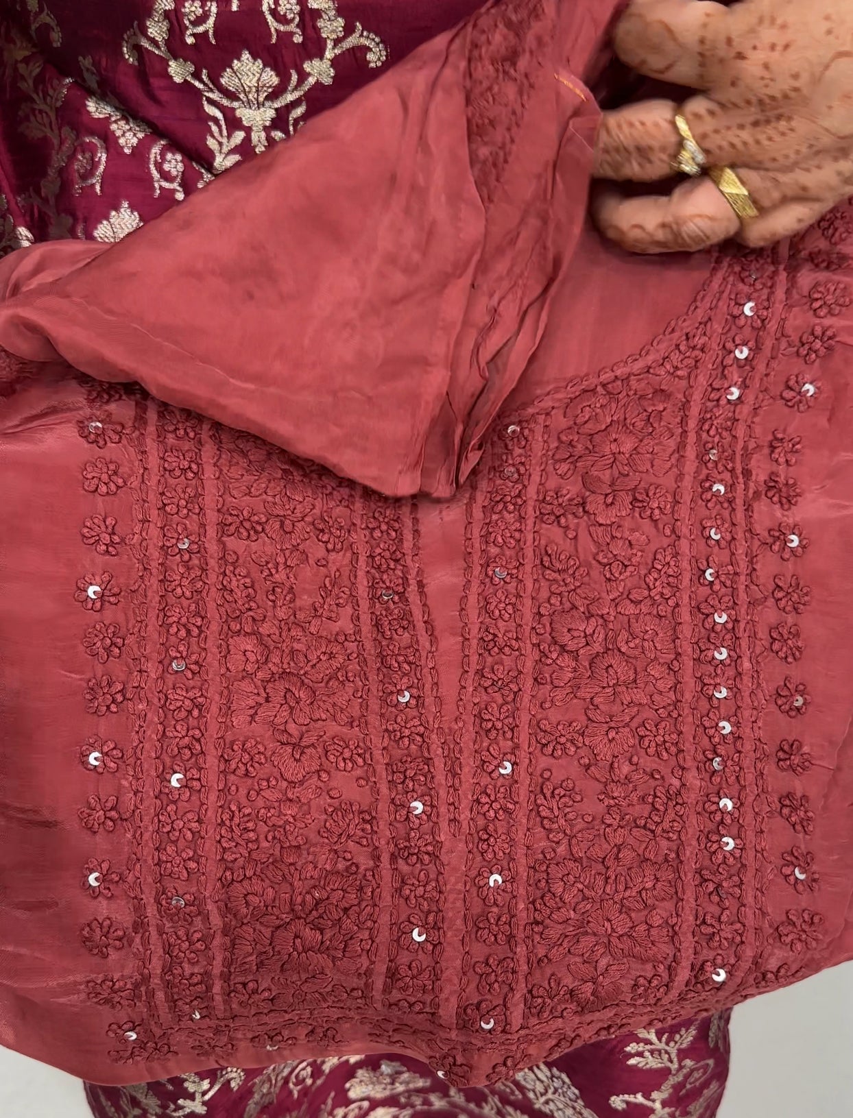 LUCKNOWI CHIKANKARI UNSTITCHED SALWAR SUITS - IHA 27497