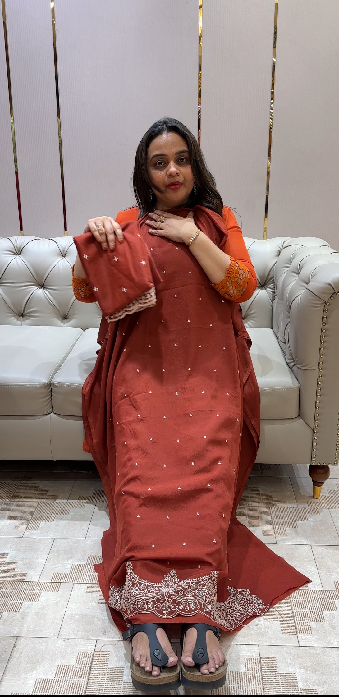 TISSUE UNSTITCHED SALWAR SUITS - IHA 24372