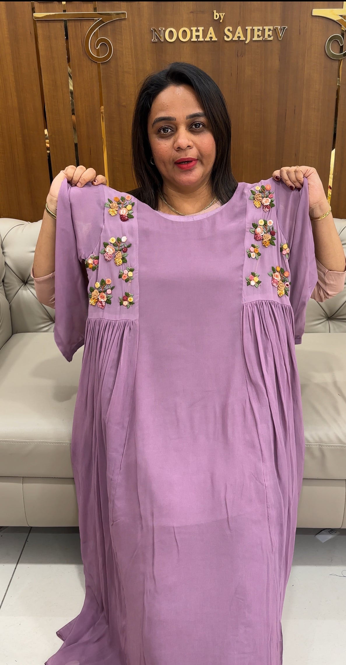 HAND WORKED GEORGETTE ALINE TOPS - IHA 25788