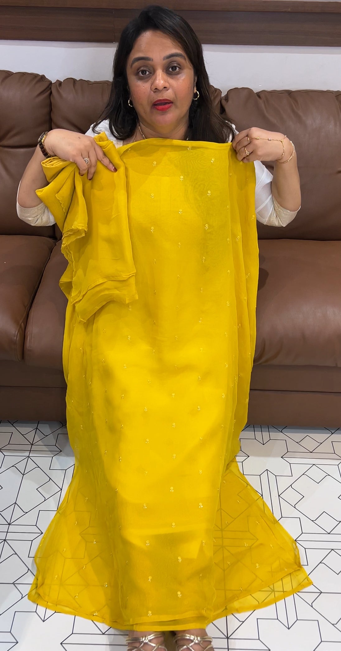 VISCOSE ORGANZA UNSTITCHED SALWAR SUITS - IHA 24274