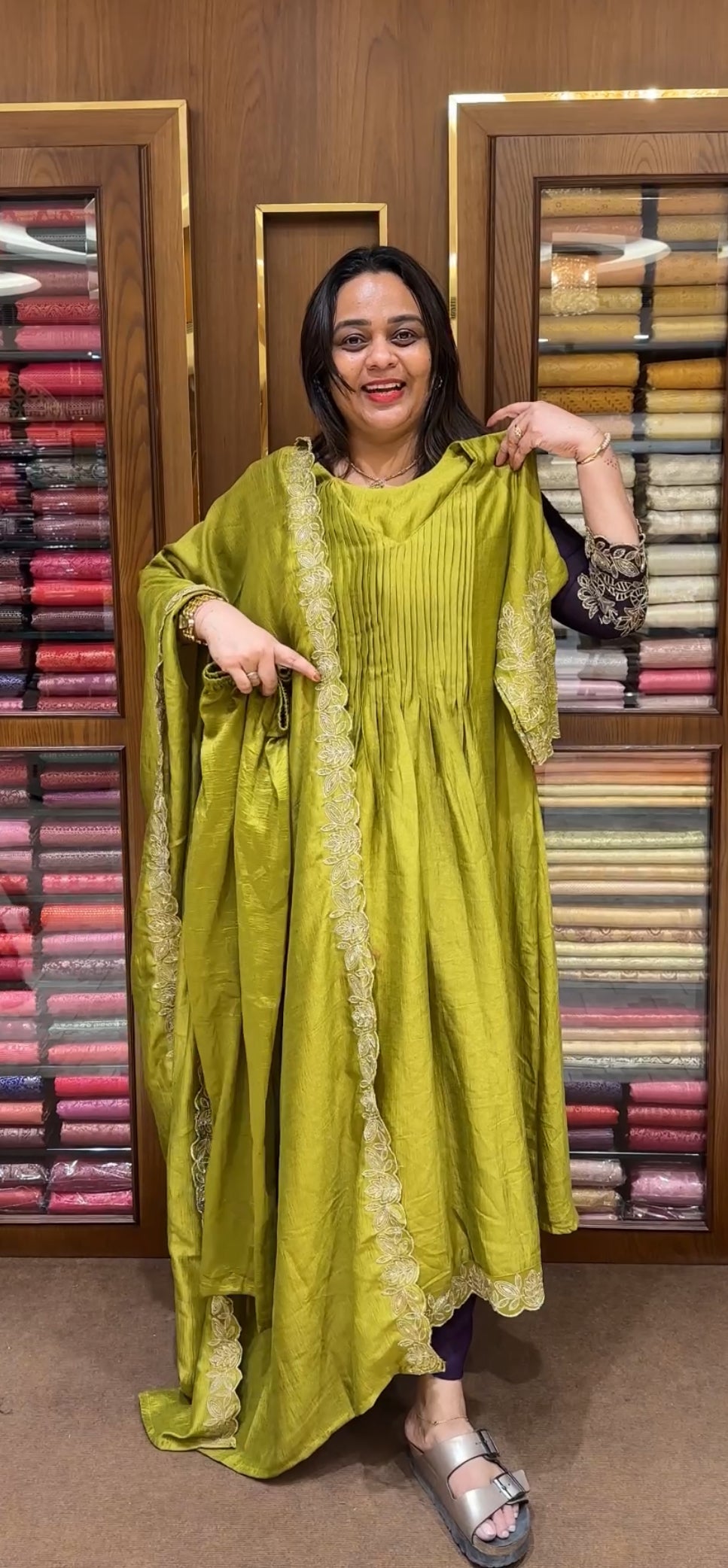 SEMI RAW SILK TOP,BOTTOM AND DUPATTA - IHA 24149
