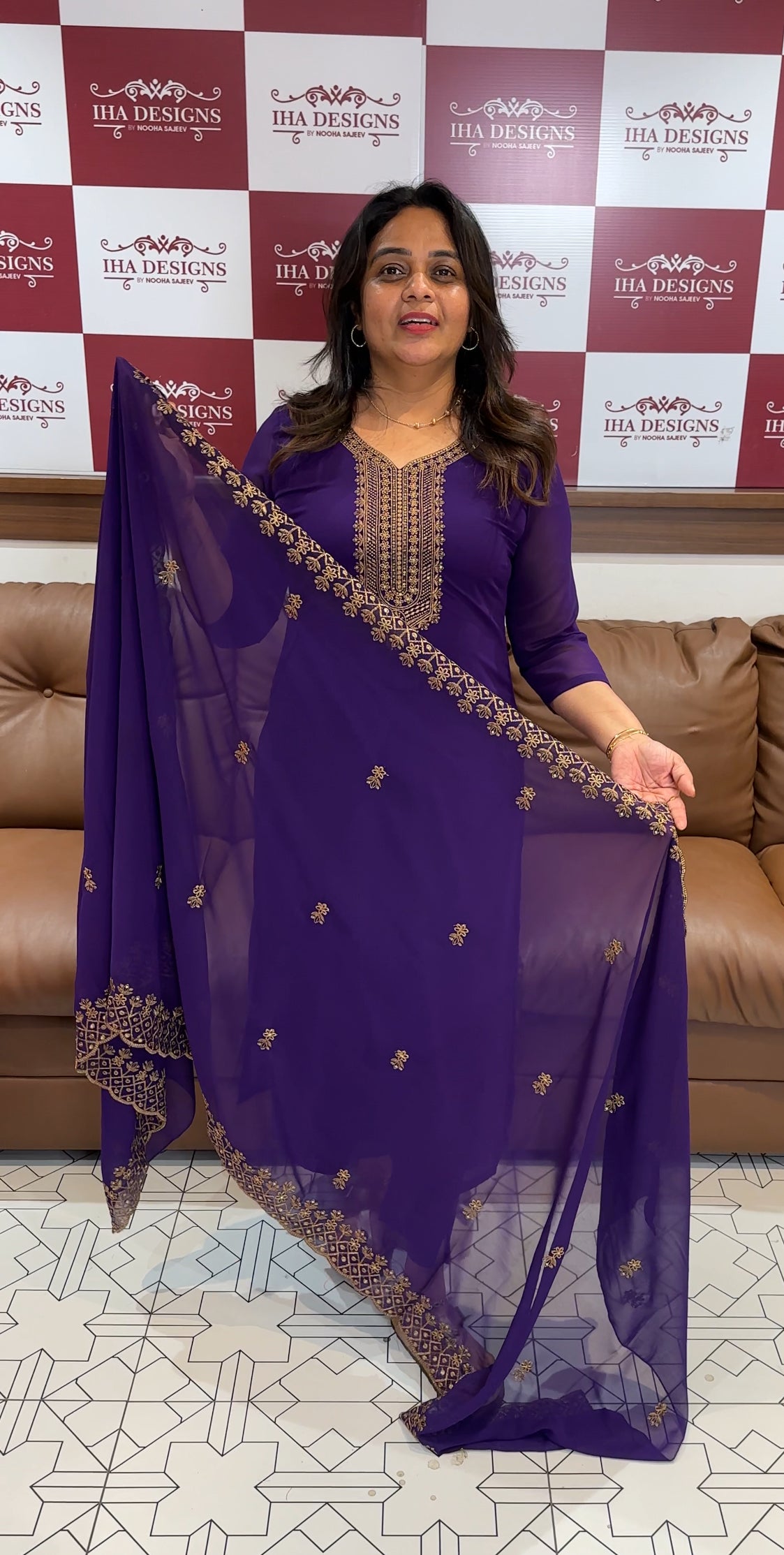 HAND WORKED UNSTITCHED SALWAR SUITS - IHA 26179
