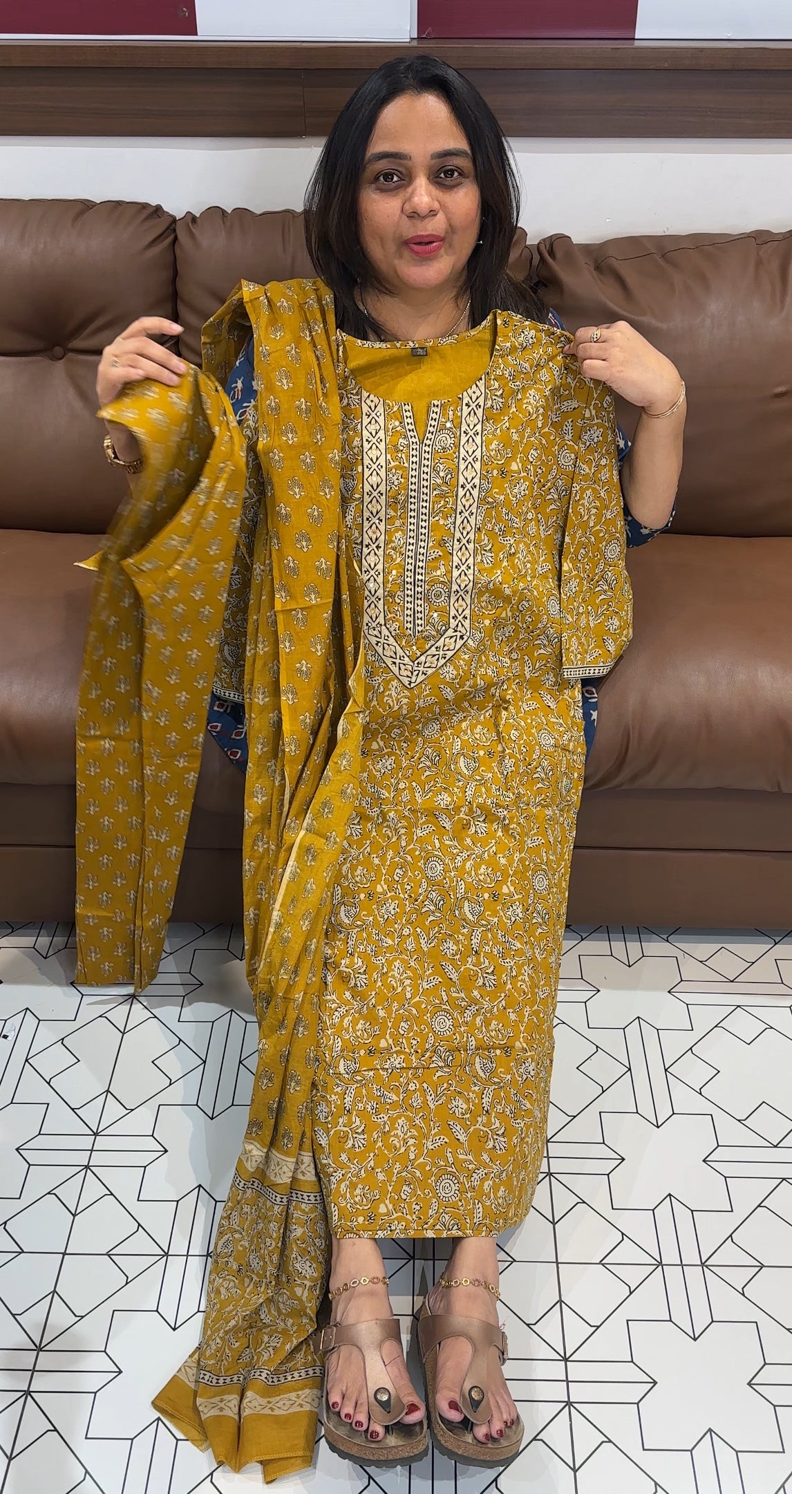 COTTON TOP, BOTTOM AND DUPATTA - IHA 27319