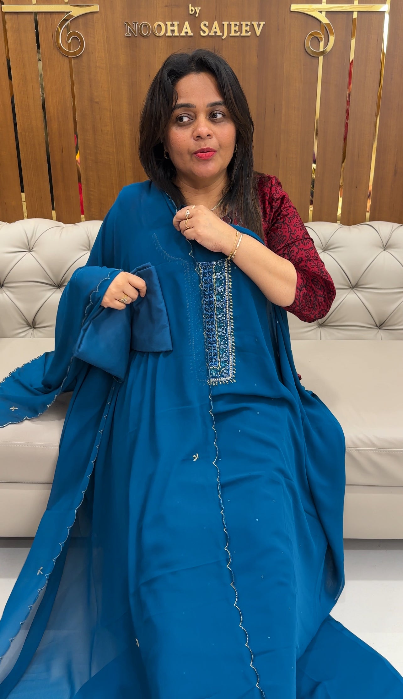 HAND WORKED UNSTITCHED SALWAR SUITS - IHA 25952