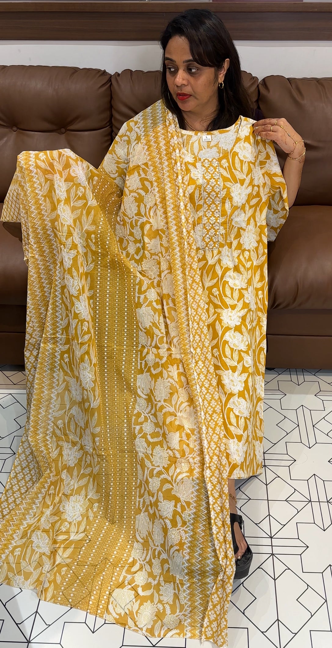 LONG SLITTED TOP BOTTOM AND DUPATTA - IHA 25180