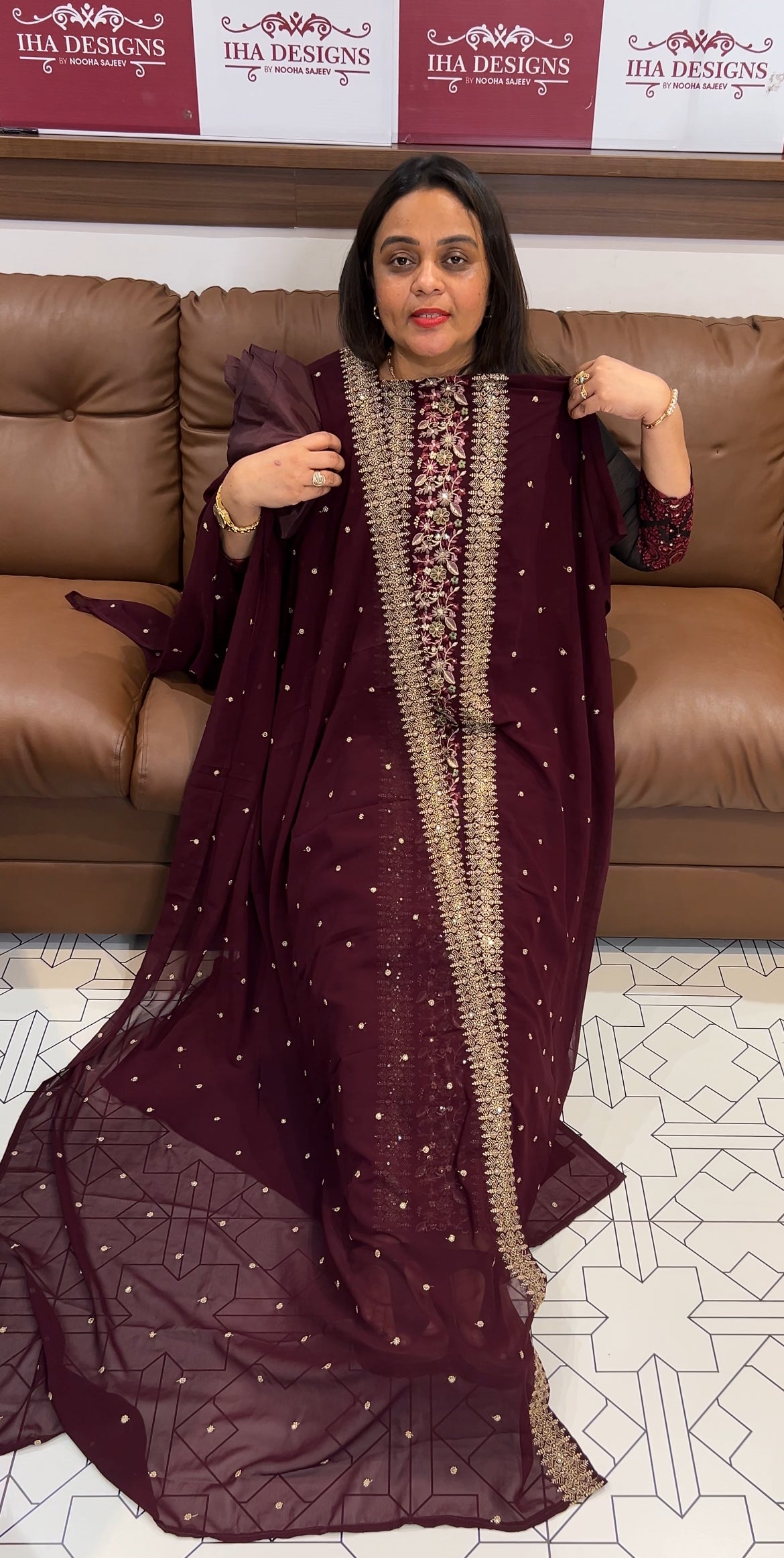 FAUX GEORGETTE UNSTITCHED SALWAR SUITS- IHA 22417