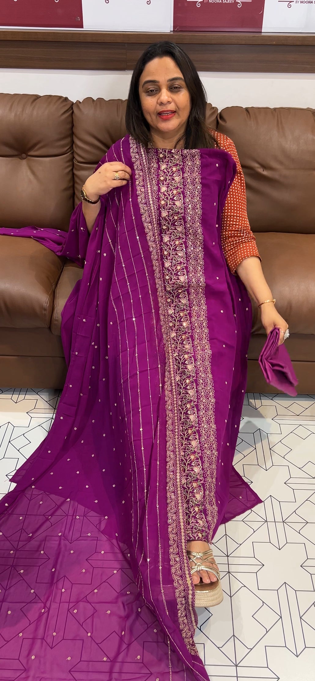 FAUX FGEORGETTE UNSTITCHED SALWAR SUITS - IHA 22798