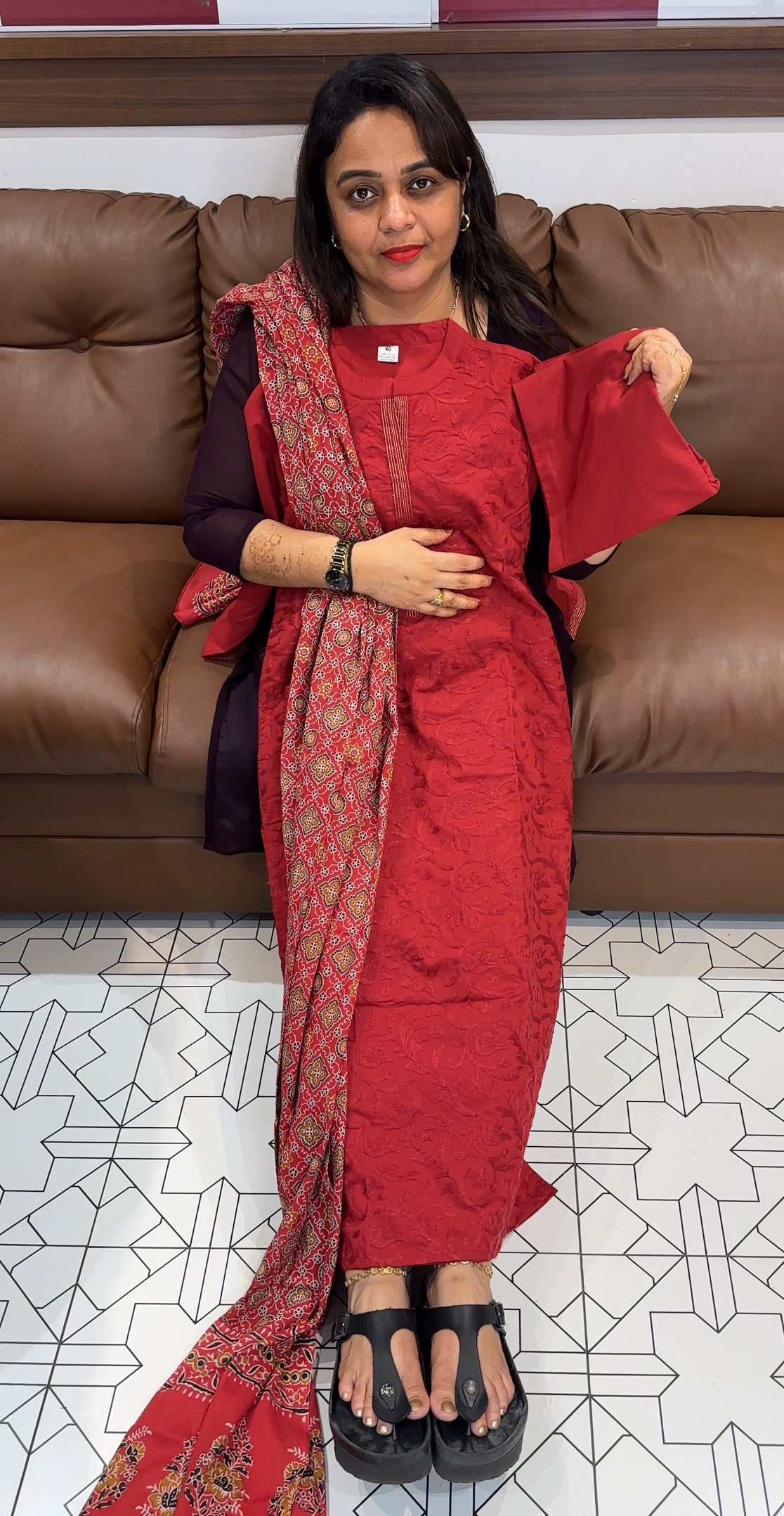 COTTON TOP, BOTTOM AND DUPATTA - IHA 23939