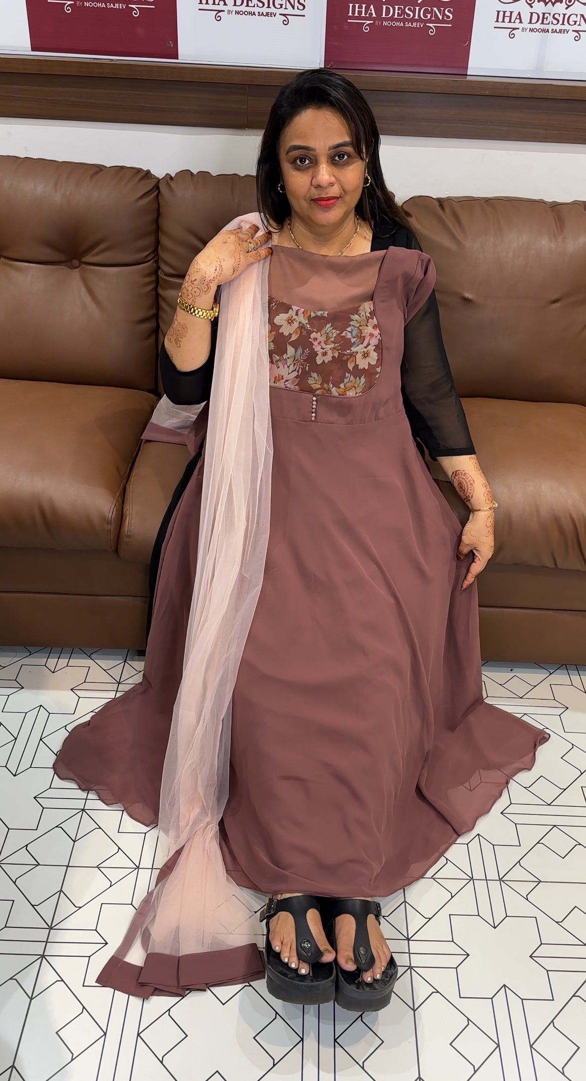IHA'S IN-HOUSE GEORGETTE SLITTED TOP AND DUPATTA - IHA 26902
