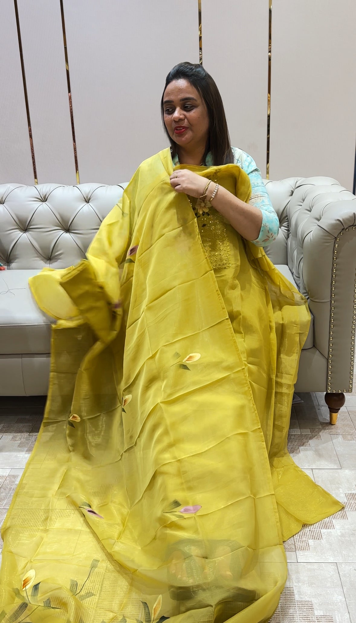 SHIMMER CHIFFON UNSTITCHED SALWAR SUITS - IHA 21710