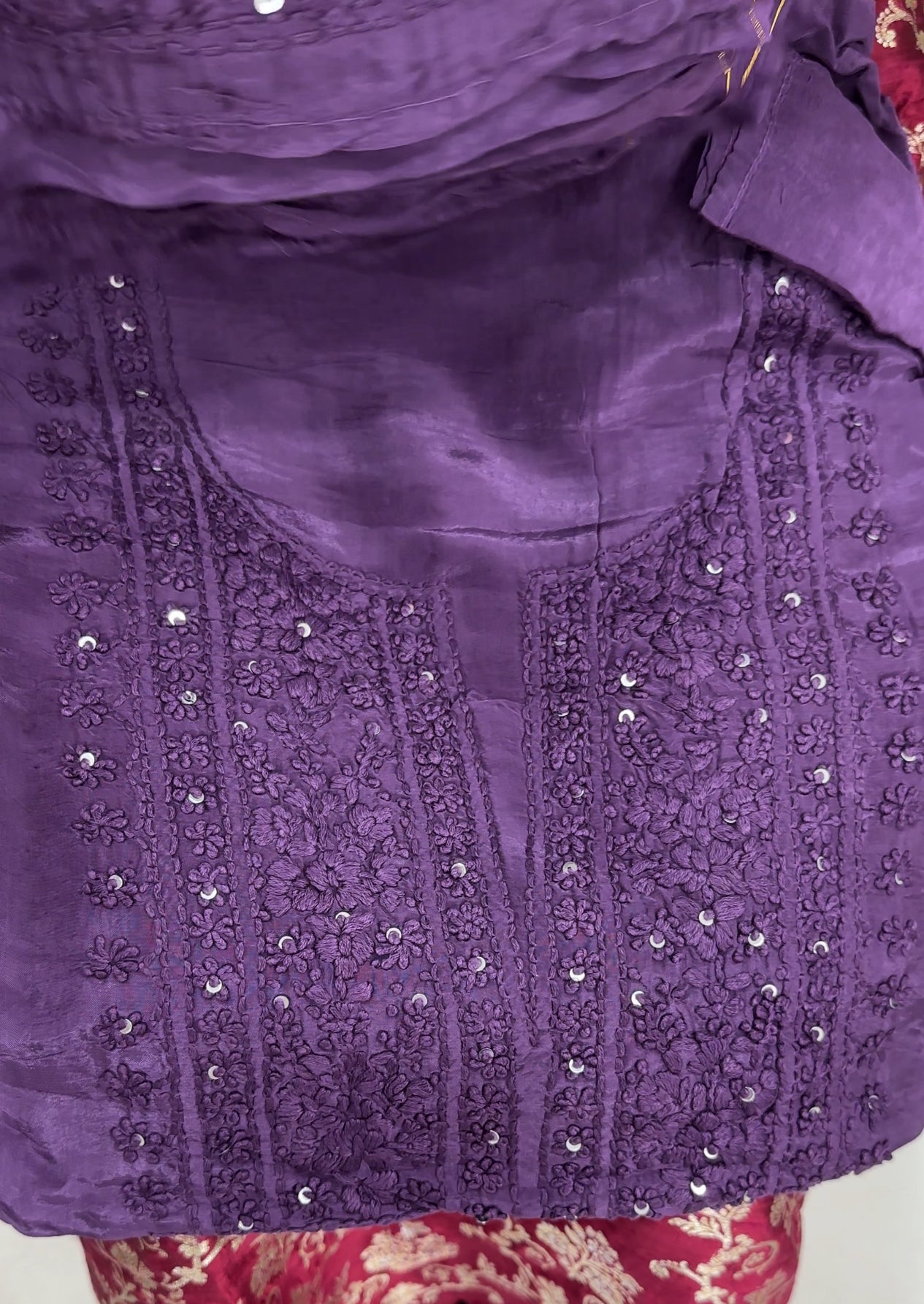LUCKNOWI CHIKANKARI UNSTITCHED SALWAR SUITS - IHA 27497