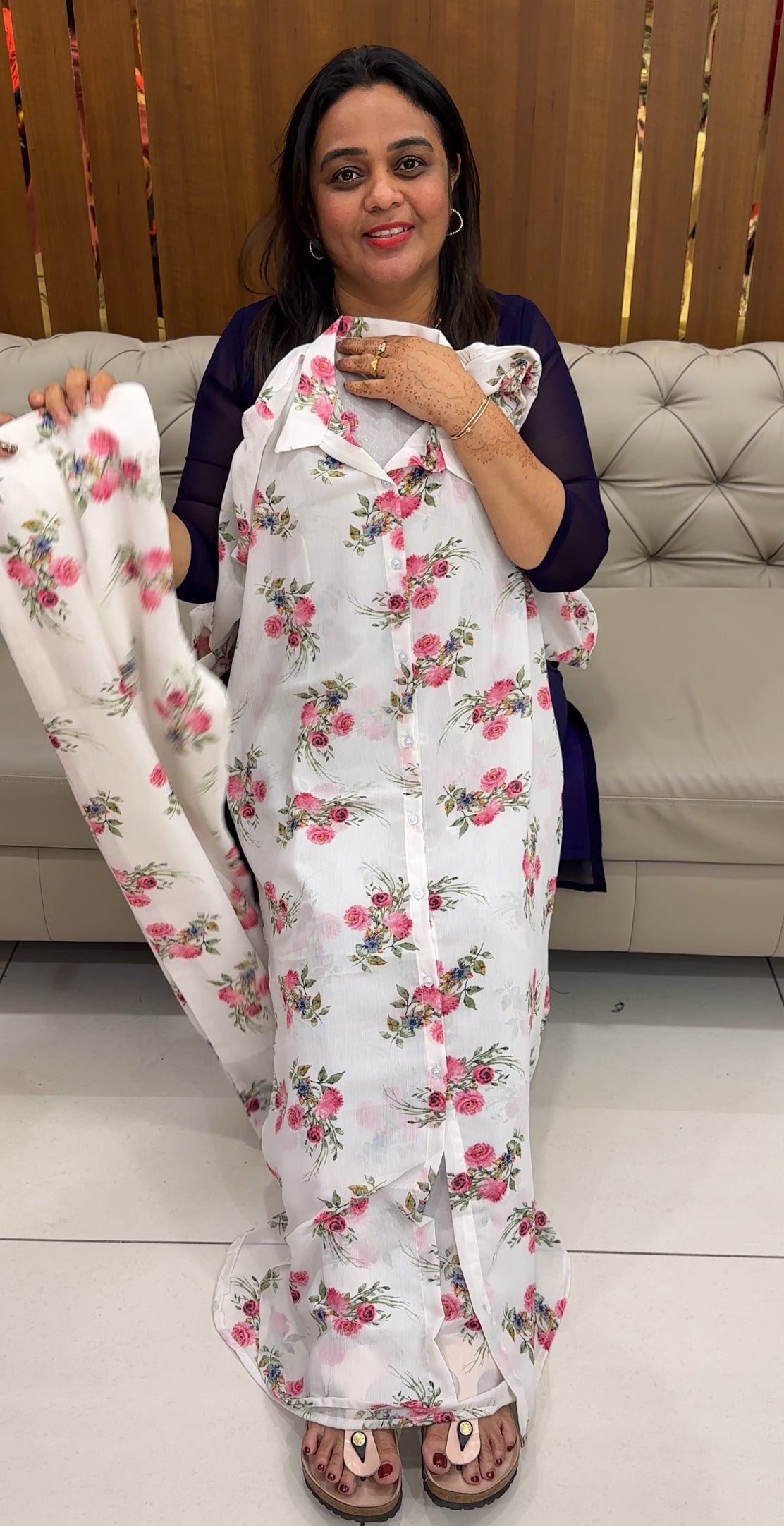 PRINTED GEORGETTE TOP AND BOTTOM - IHA 27571