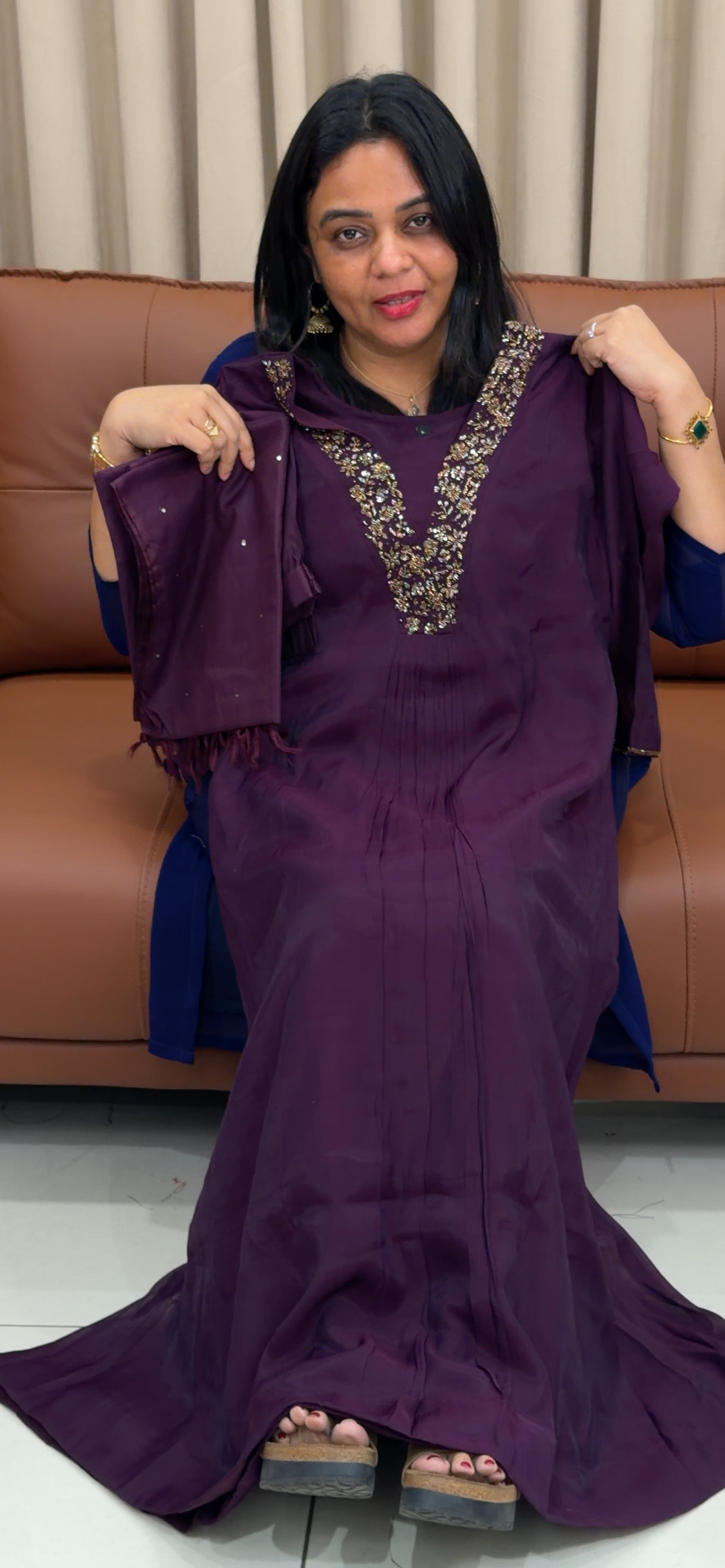 MUL CHANDERI ALINE TOP, BOTTOM AND DUPATTA - IHA 33664