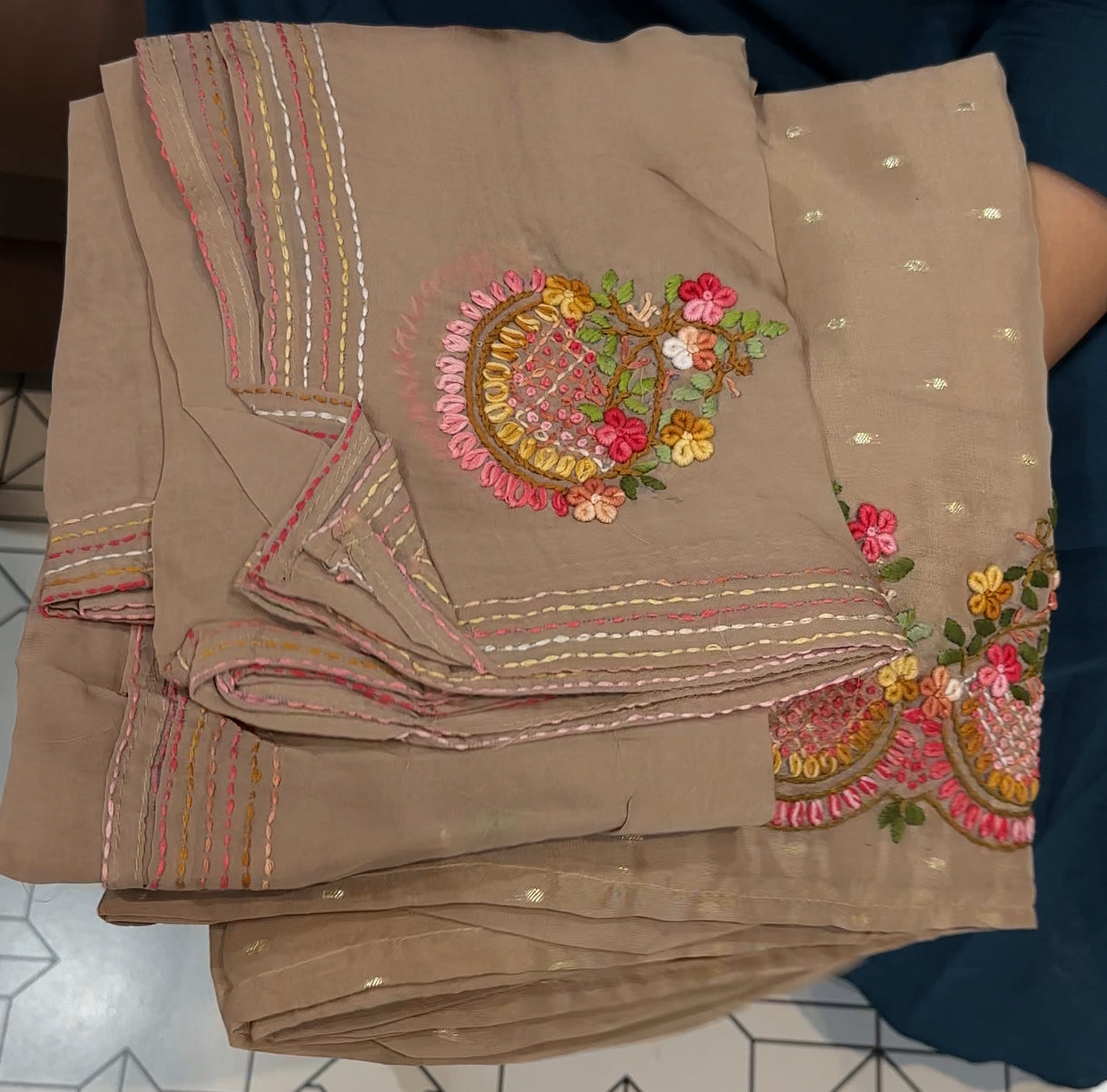 VISCOSE ORGANZA UNSTITCHED SALWWAR SUITS - IHA 27409