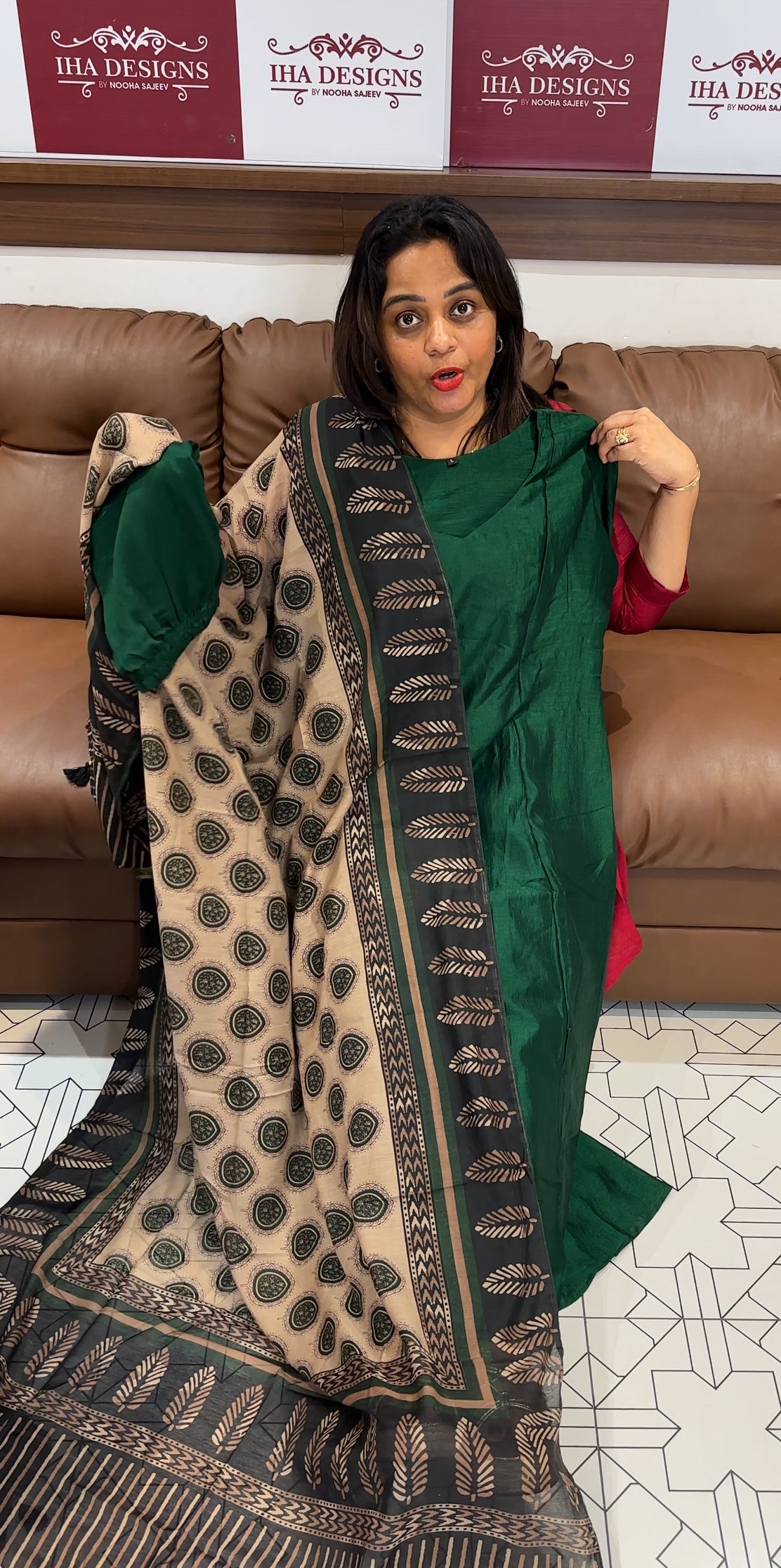 SEMI RAW SILK TOP,BOTTOM AND DUPATTA - IHA 25506