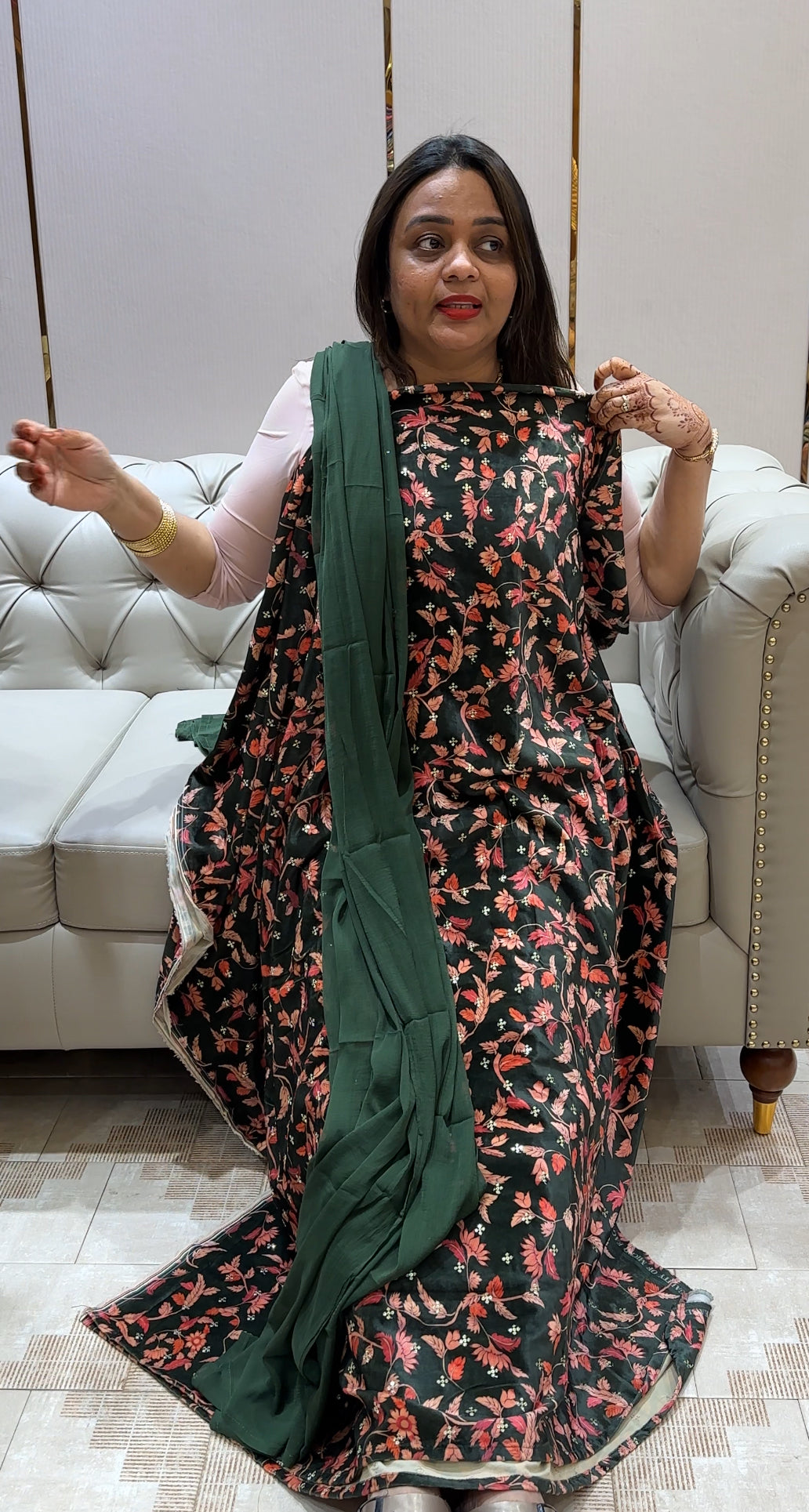 PRINTED VELVET UNSTITCHED SALWAR SUITS - IHA 21968