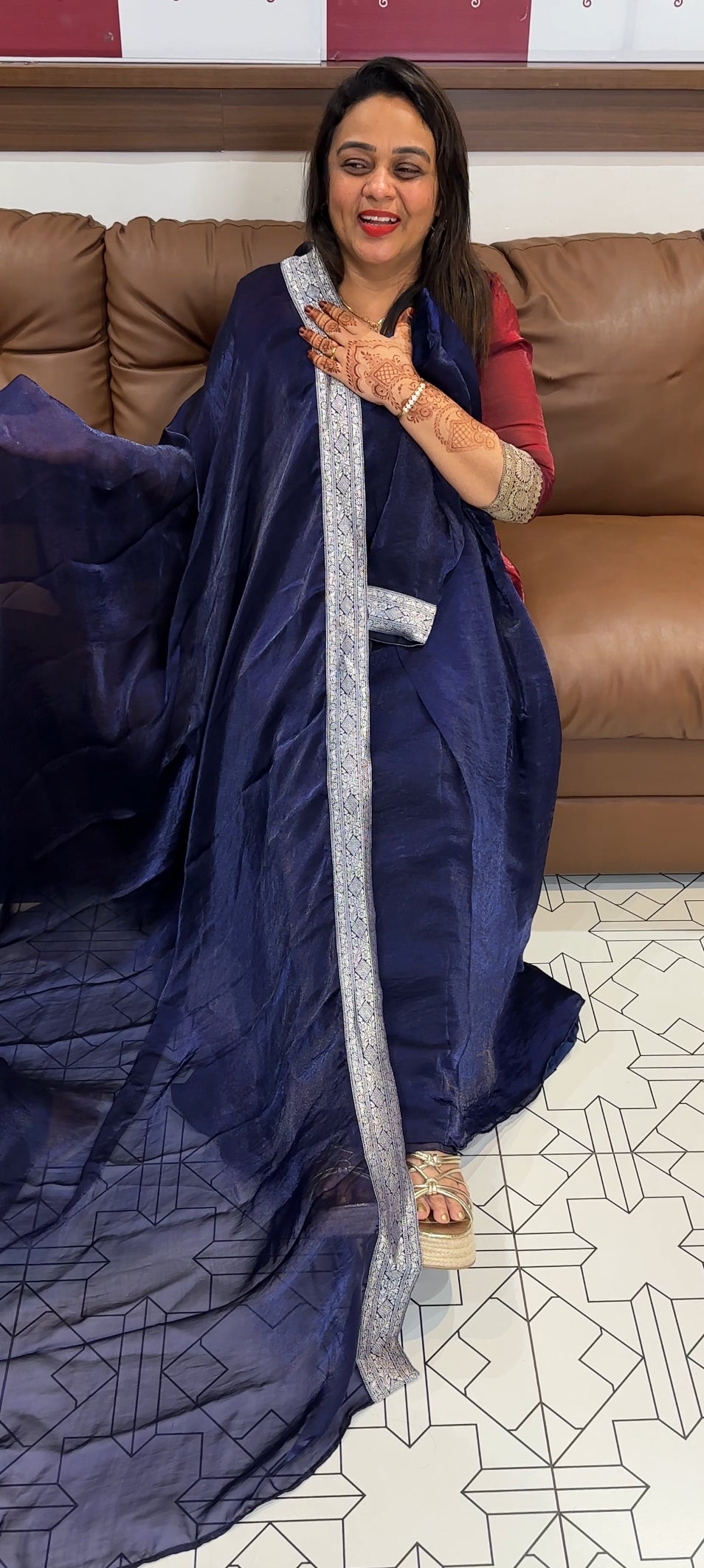 IHA'S IN - HOUSE VELVET ORGANZA ALINE TOP AND DUPATTA - IHA 24158