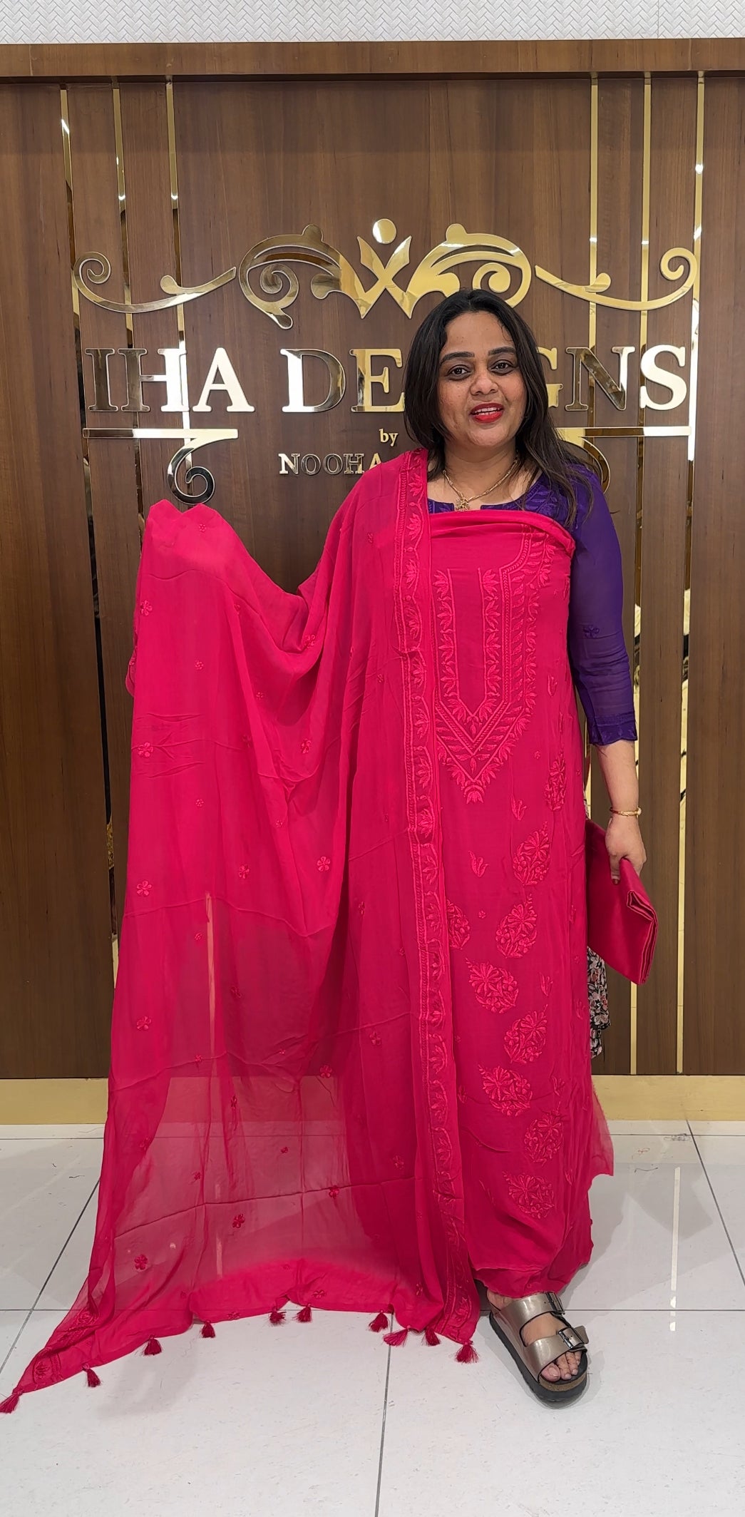 LUCKNOWI CHIKANKARI UNSTITCHED SALWAR SUITS - IHA 22923